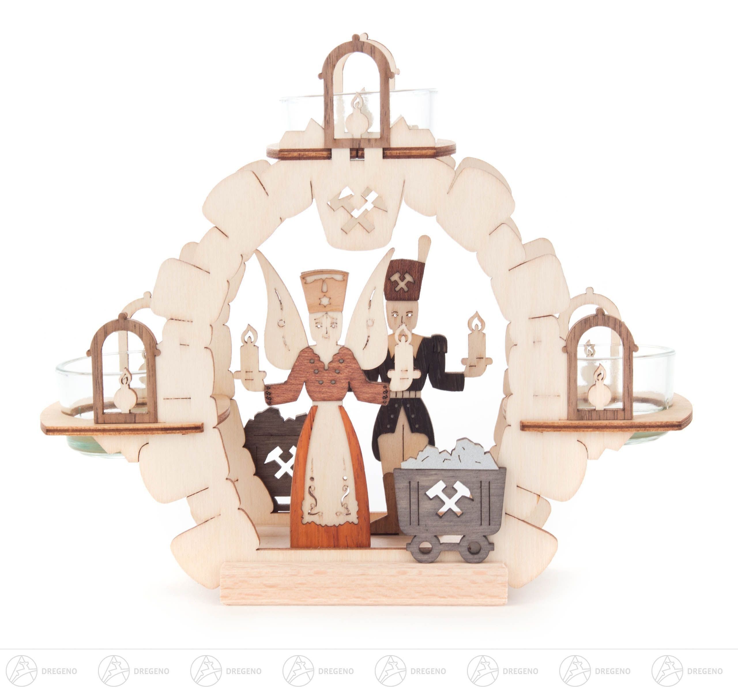 Dregeno Erzgebirge Настольные лампы Teelichtkranz Engel und Bergmann Breite x Höhe x Tiefe 19 cmx16 cmx6