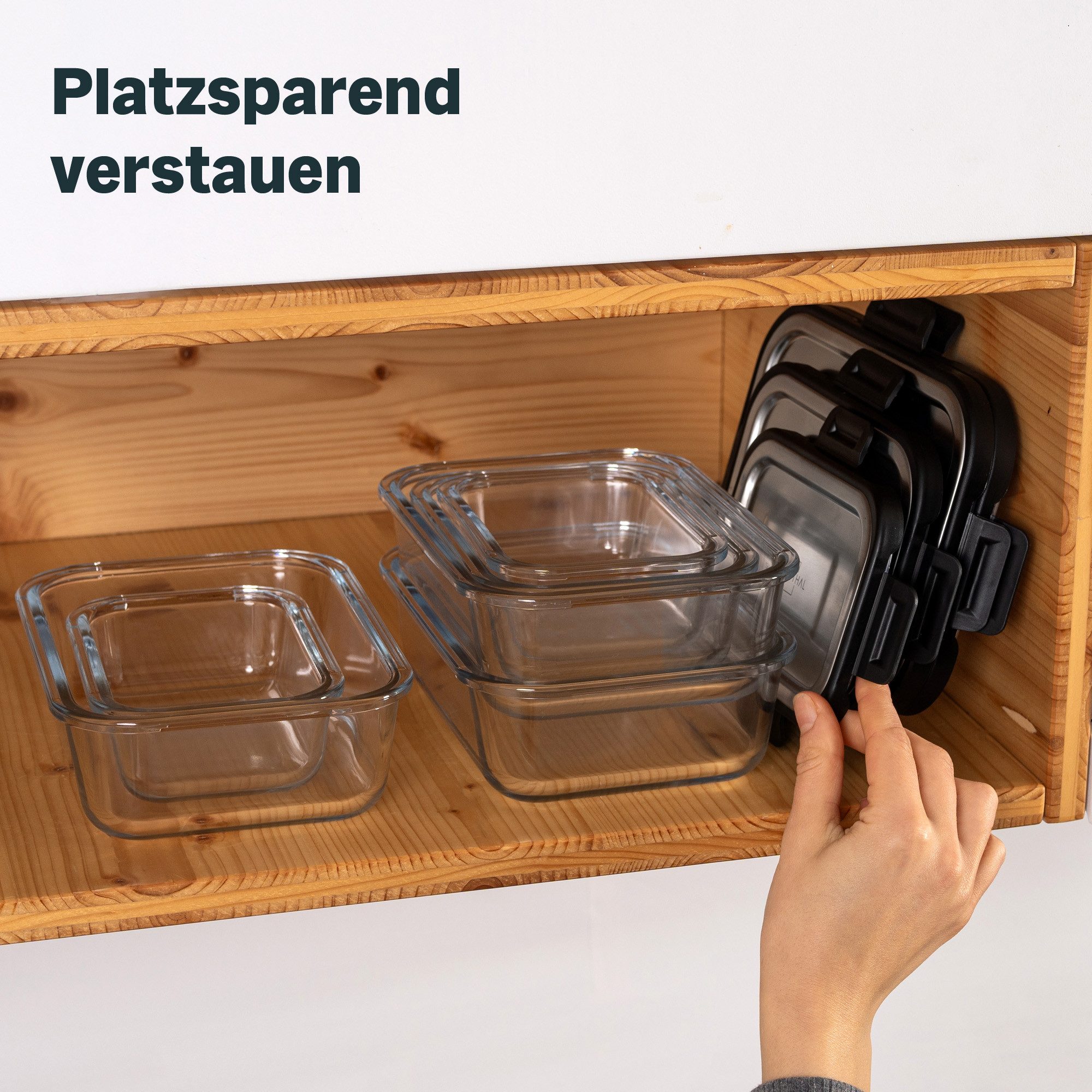 SILBERTHAL Frischhaltedose Vorratsdosen Set Glas mit Deckel, Edelstahl, Glas, (3-tlg), auslaufsicher, geruchsresistent – Bild 4 von 5