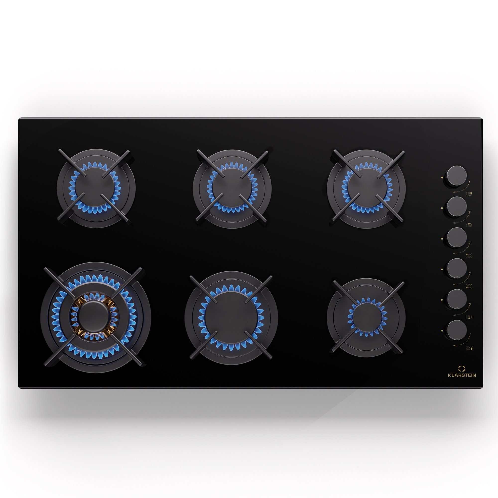 Klarstein Gas-Kochfeld Goldflame CP11-Goldfl-6BK-S.C, Варочные панели Gas Hob 6 Zonen Glaskeramik Einbau