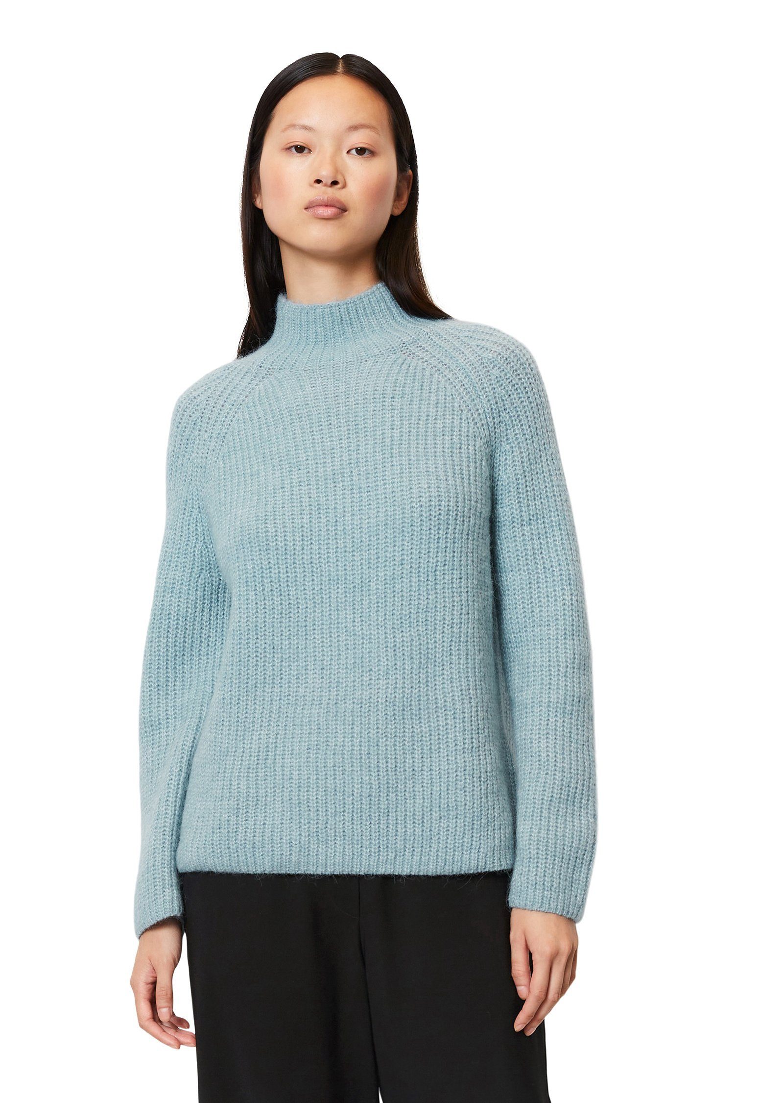 Marc O'Polo Schurwolle-Alpakawolle-Mix blue flauschigem aus Strickpullover