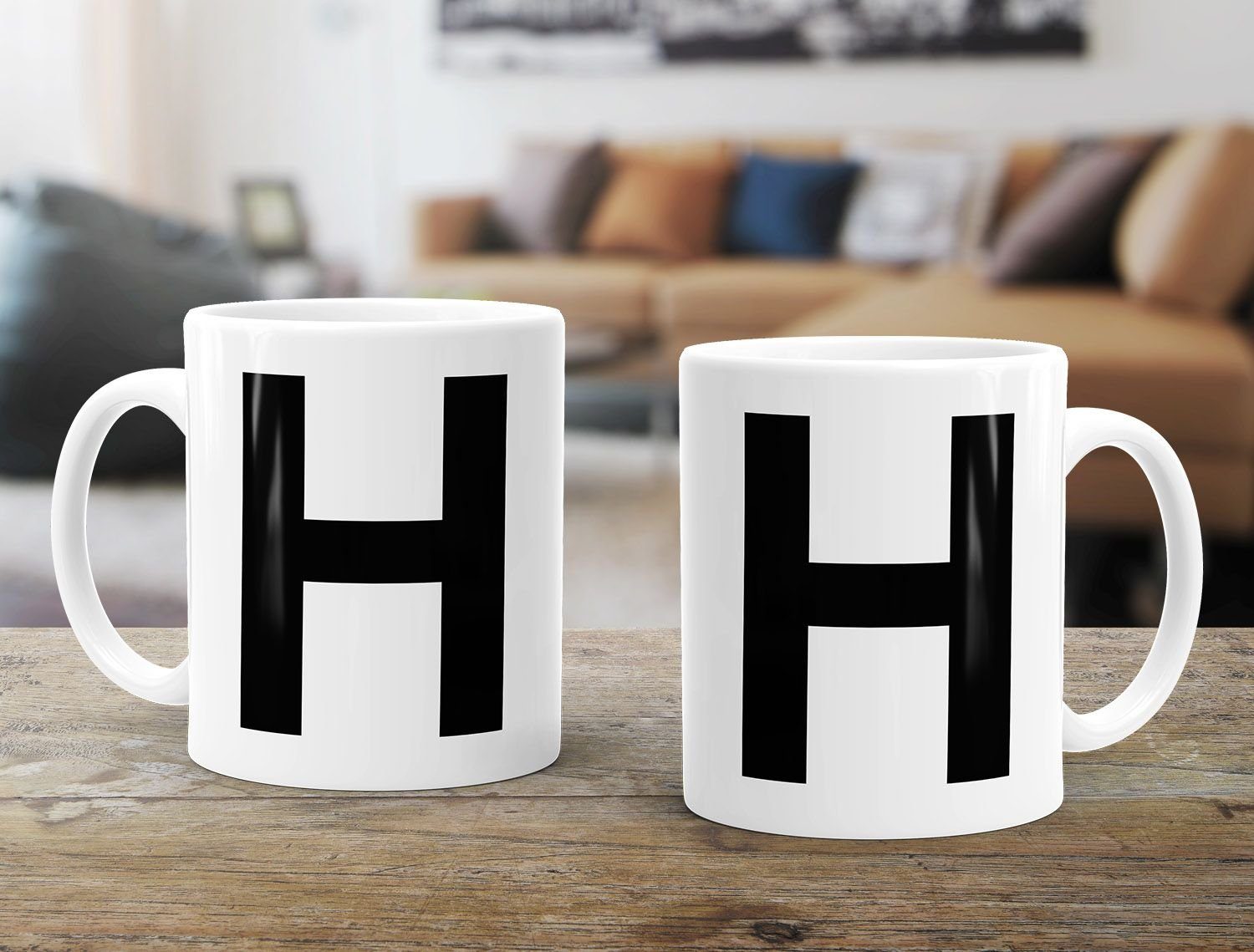 MoonWorks Tasse Kaffee-Tasse Buchstaben Buchstabe Arial Bold glänzend Kaffeetasse Teetasse Keramiktasse MoonWorks®, Keramik