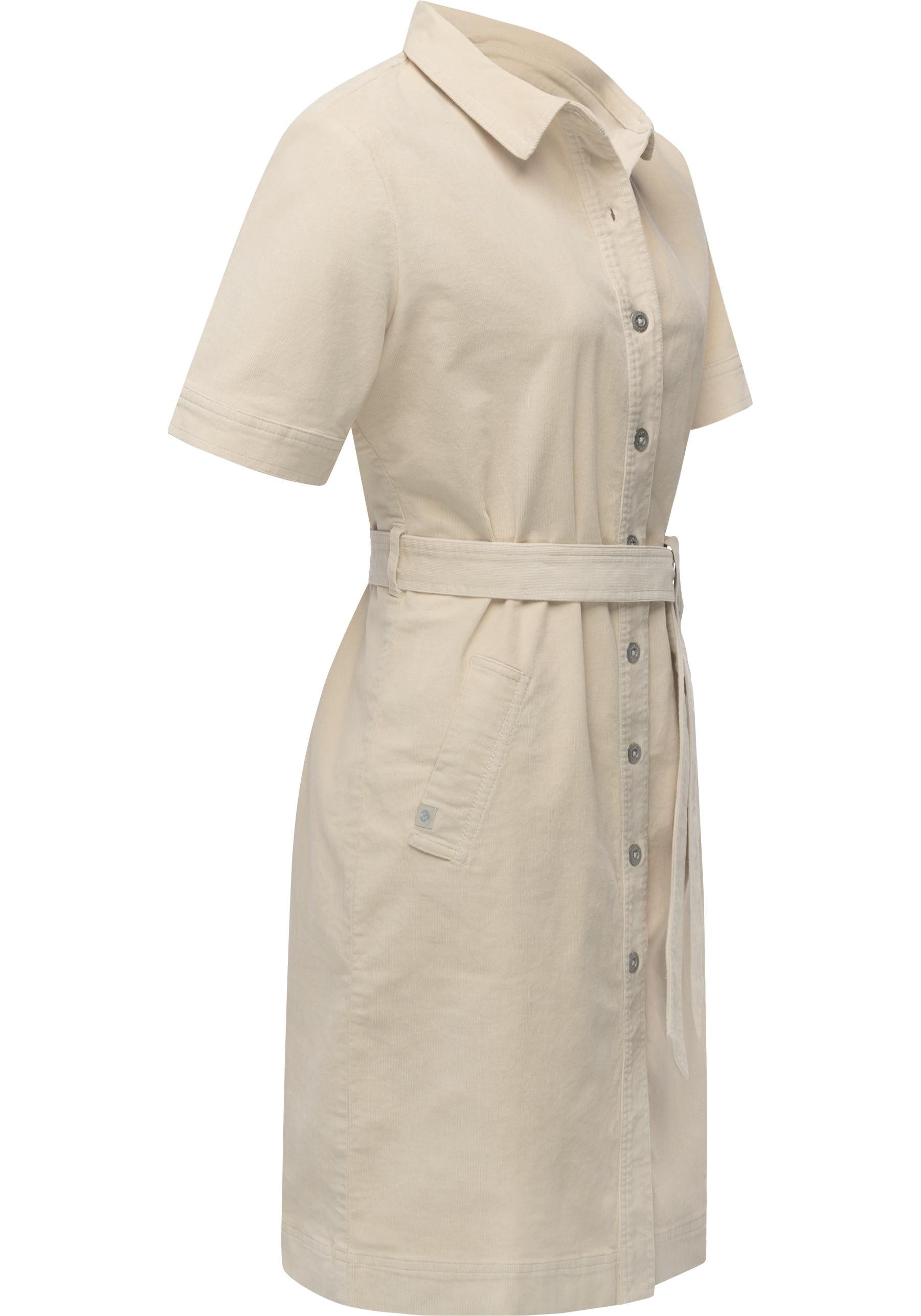 Ragwear Cordkleid Rozyna Cordy YOUMODO Kurzärmliges Kordkleid mit Hemdkragen