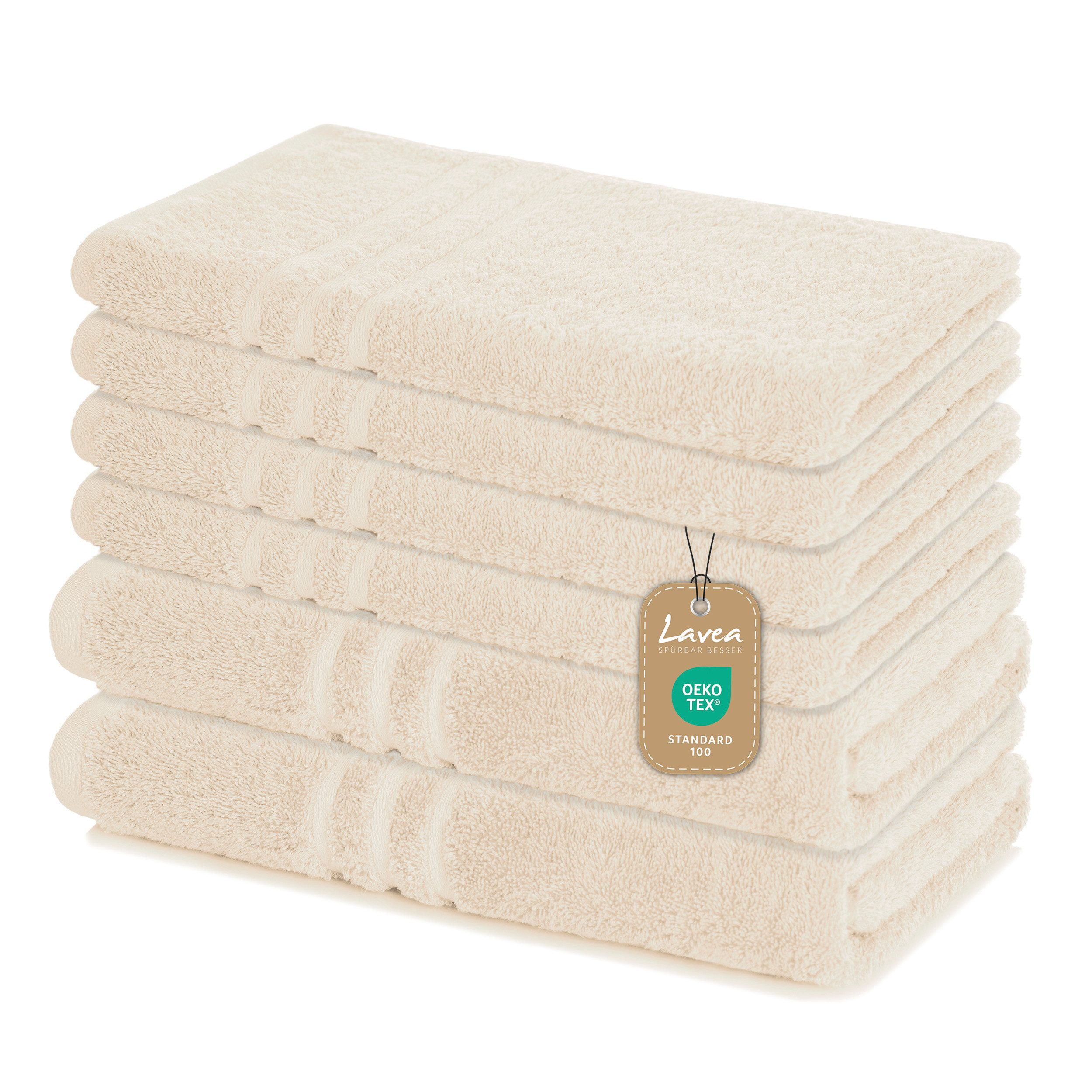 Lavea Handtuch Set Elena, Duschtücher, Handtücher, Gästetücher, Waschhandschuhe, 100% Baumwolle (Set, 6-St), Frottierserie, weich & saugstark, pflegeleicht, 500 g/m² Frottier