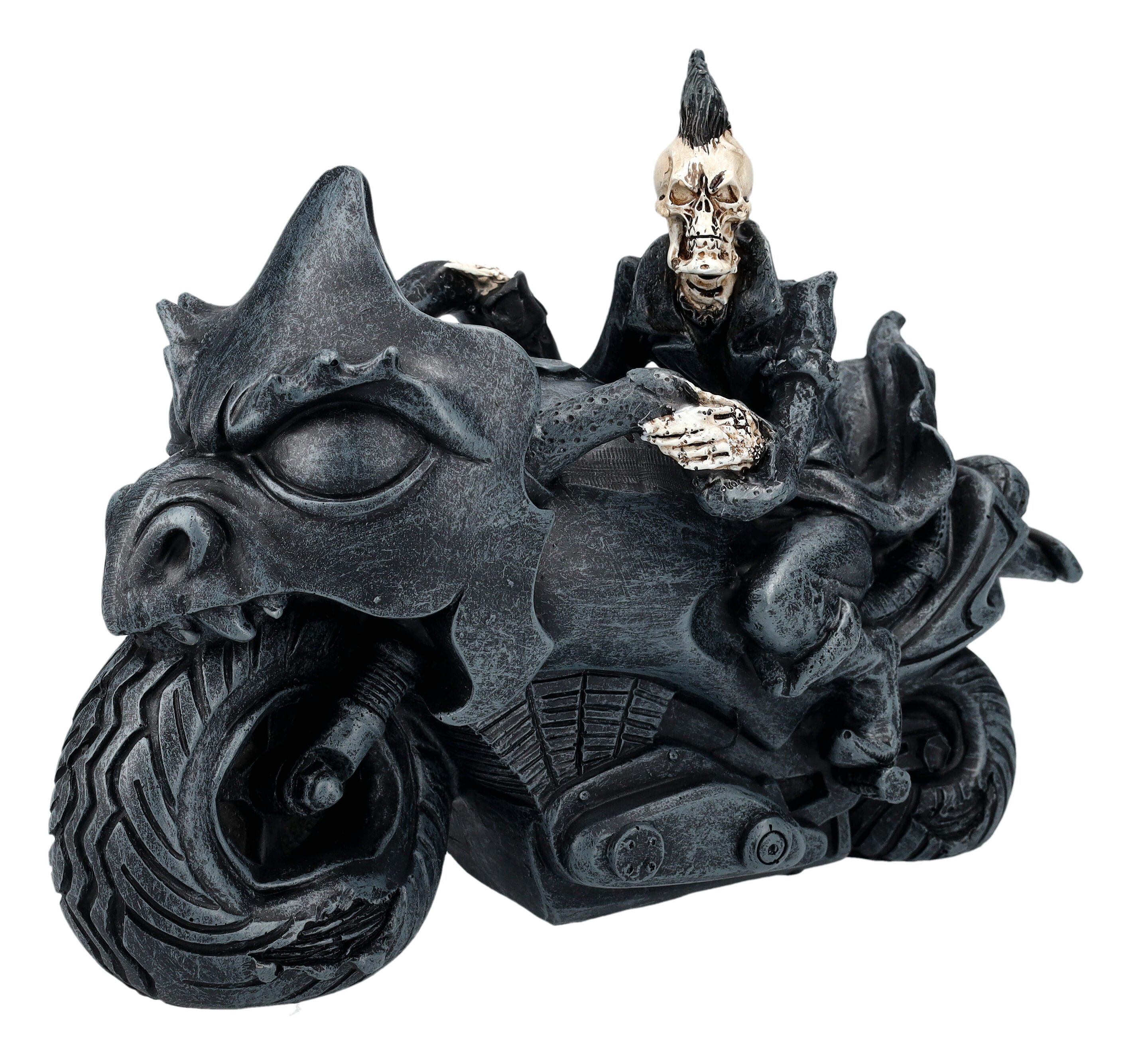 Figuren Shop GmbH Dekofigur Skelett Figur Motorrad - Ride or Die - Gothic Fantasy Dekoration