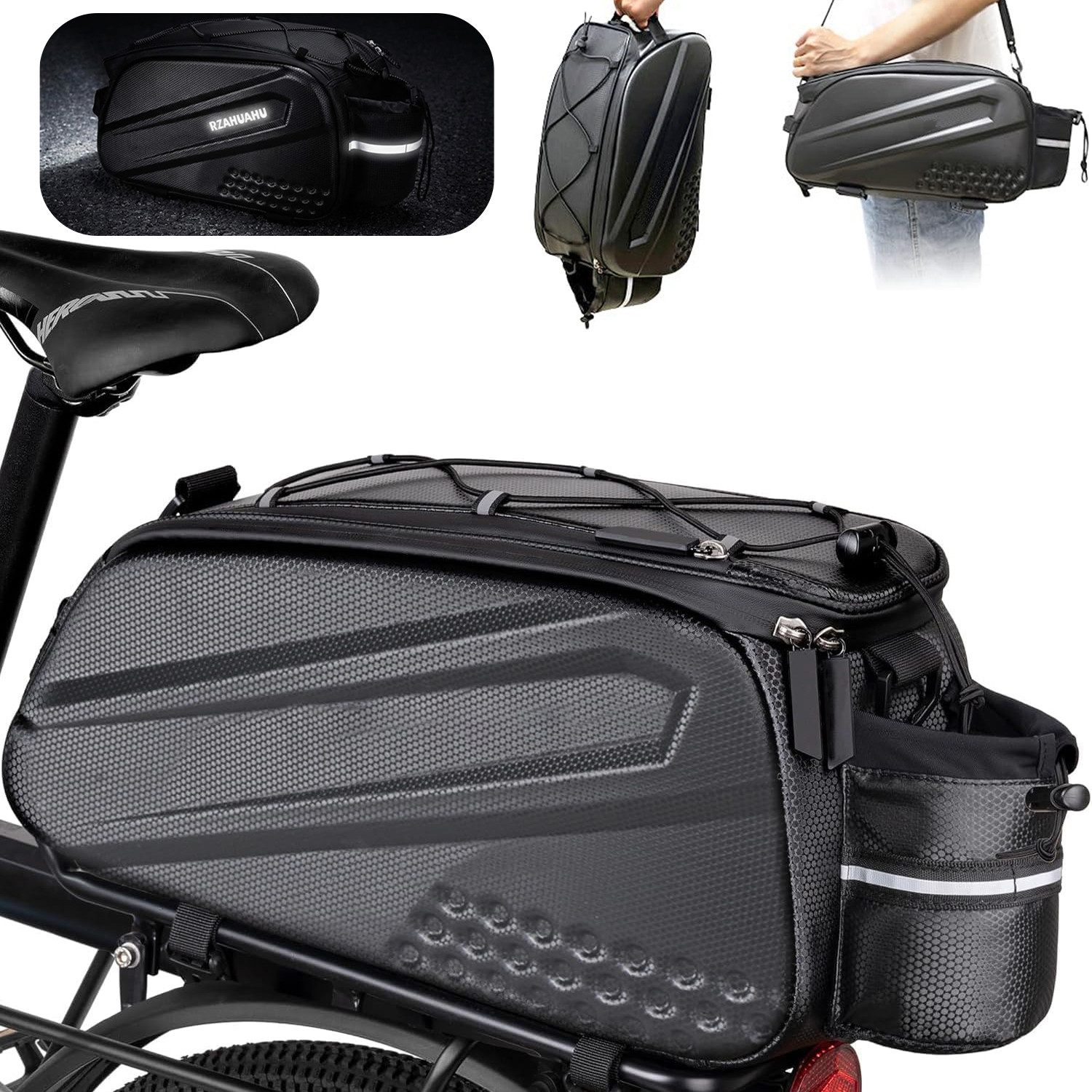 Forrlite Fahrradtasche, Gepäckträgertasche, Fahrradtasche für Gepäckträger (100% Wasserdicht & Reflektierend, mit Tragegriff und Schultergurt, Gefertigt für Langlebigkeit)