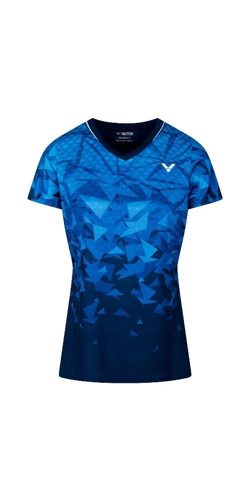 VICTOR T-Shirt Sport-Shirt T-54100 B (100% Polyester) blau/navyblau Damen