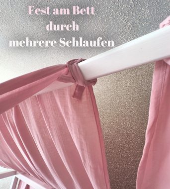 Baby Fancyroom Betthimmel Betthimmel rosa Musselin Hausbett Kinderbett 320cm 360cm Montessori (2-tlg. Set mit Schlaufen, Baldachin, Kinder Betthimmel Baldachin Himmel Deko Set), Betthimmel für Hausbett Montessori