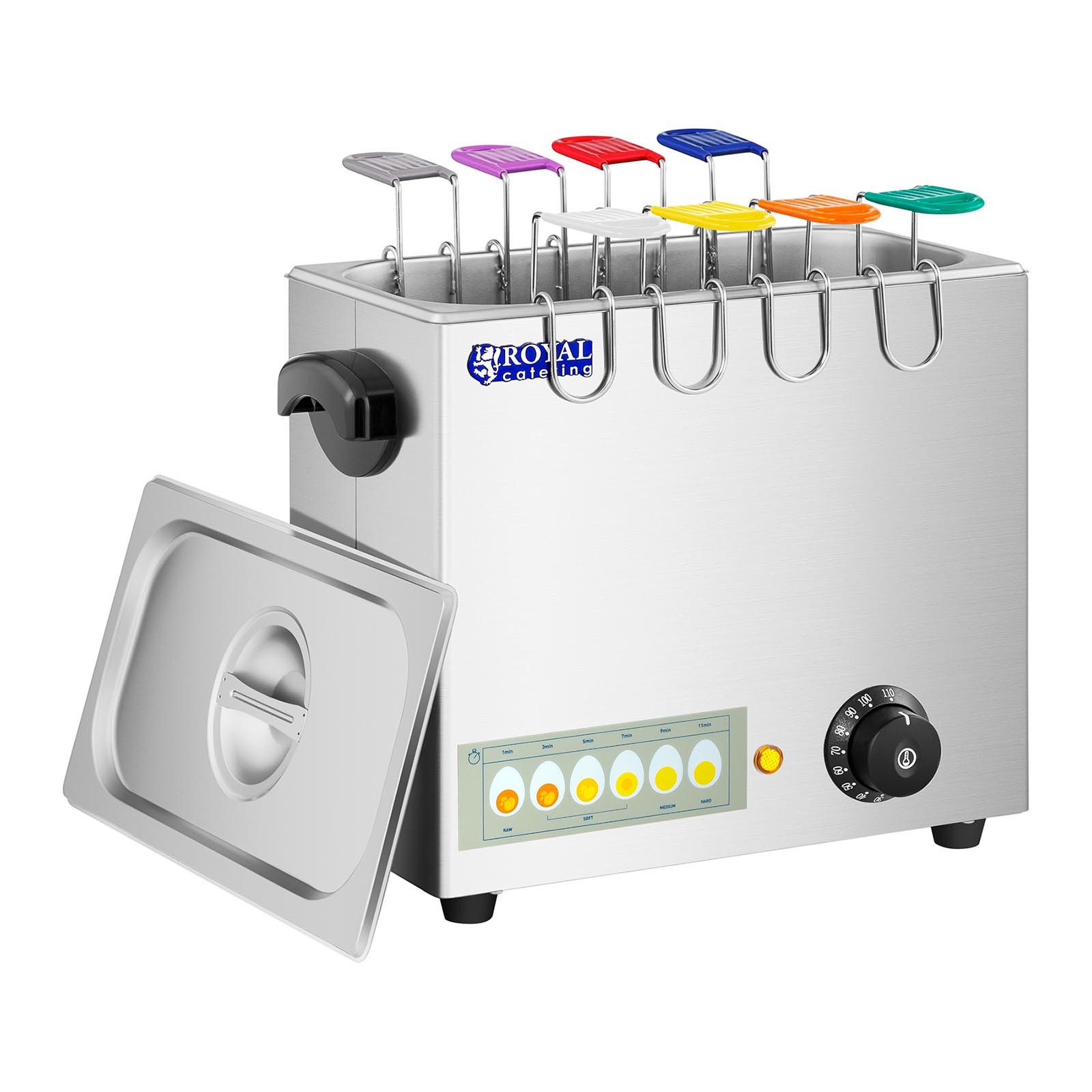 Royal Catering Eierkocher Eierkocher 8 Eier 2600W 30-110°C Edelstahl Warmhaltefunktion, 2600 W