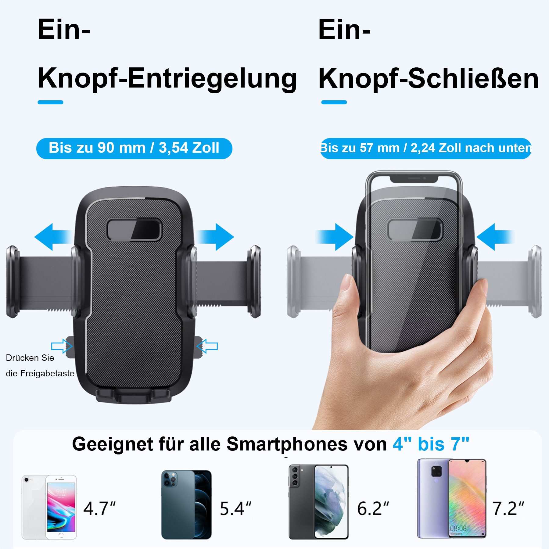 Mutig Smartphone-Halterung Handyhalterung Auto,Handy Autohalterung,Universal Handyhalterung, (bis 7 Zoll, 360° Drehbar Handyhalter,Autohalterung,Auto Handy-Halterung, für Armaturenbrett oder Windschutzscheibe Smartphone-Halterung, für iPhone 16/15/14/13/12 Pro Max Plus, Samsung 4-7 Zoll Smartphone)