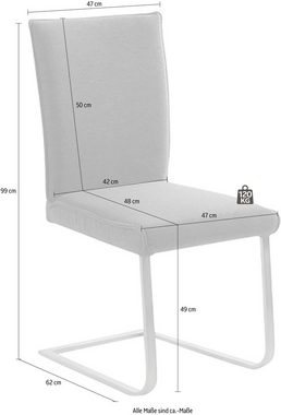 K+W Komfort & Wohnen Freischwinger Santos III, mit Sattlernaht, Gestell aus Edelstahl, hochwertiger Sitzkomfort