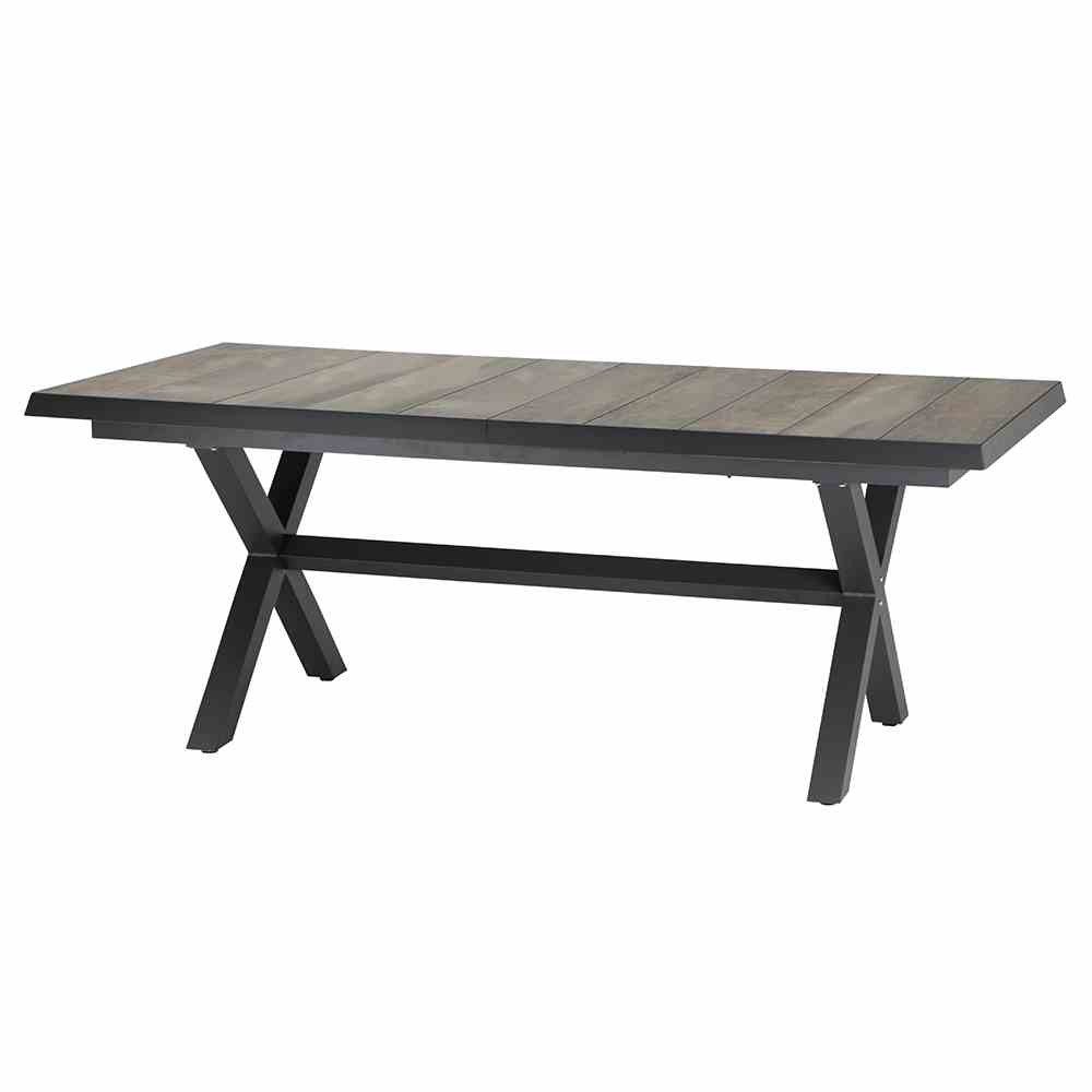 GAUTZSCH Gartentisch in matt anthrazit, washed grey - 200x77x100 (BxHxT)