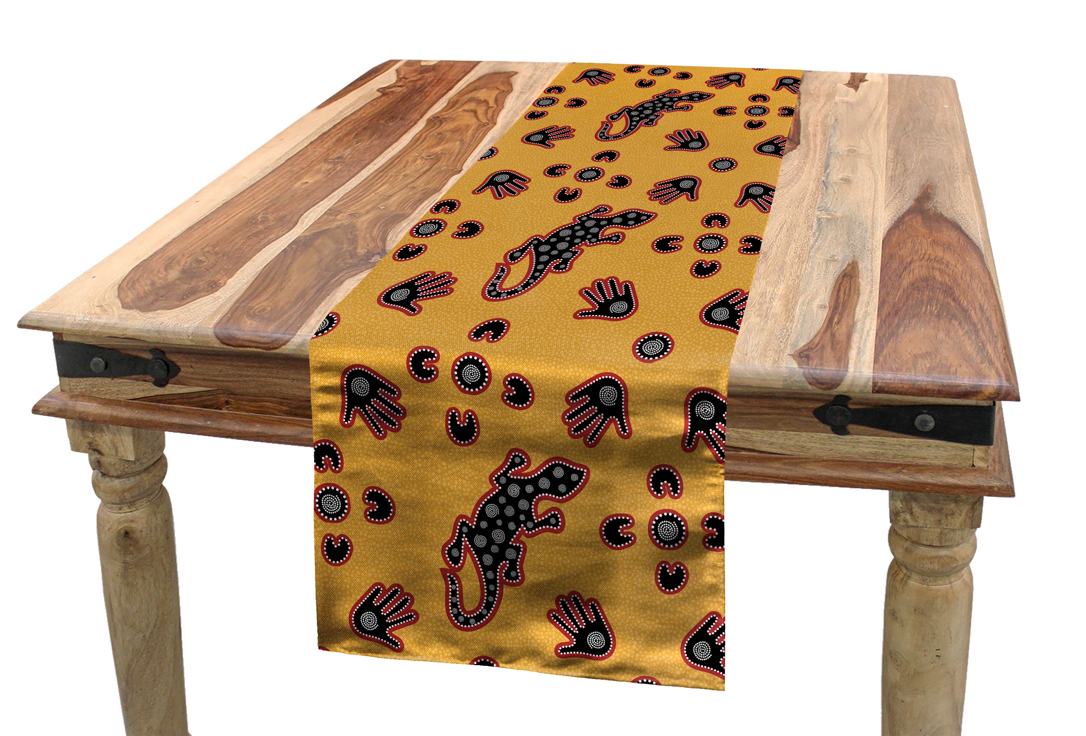 Rechteckiger Stammes Dekorativer Aboriginal Tischläufer, Abakuhaus Muster Küche Esszimmer Tischläufer