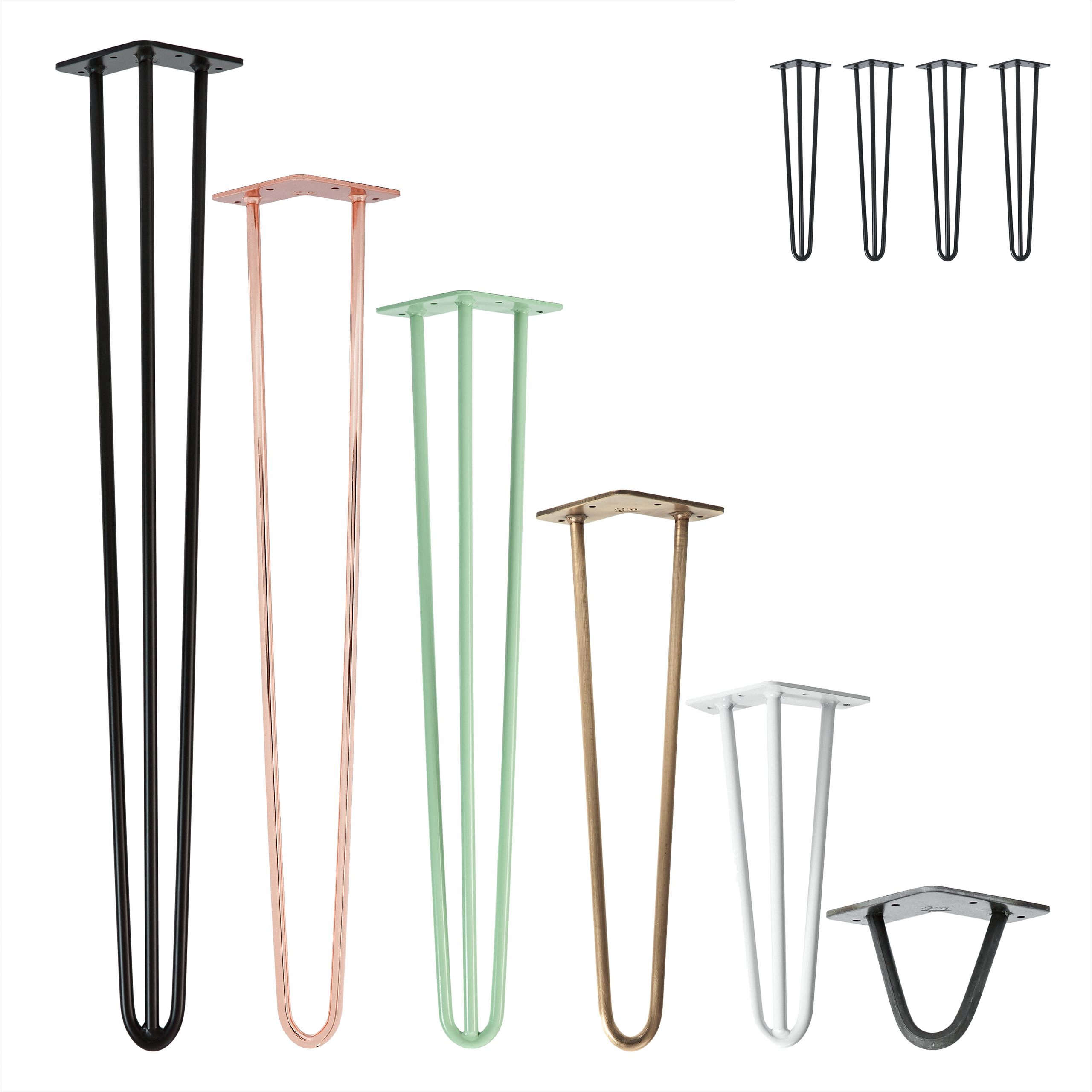 Natural Goods Berlin Tischbein 4er Set HAIRPIN Legs, Haarnadelbeine, Möbelfüße, 71cm - 3 Streben - Tisch, Weiß