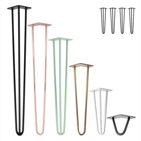 Natural Goods Berlin Tischbein 4er Set HAIRPIN Legs, Haarnadelbeine, Möbelfüße, 10cm - 2 Streben - Möbelfüße, Weiß