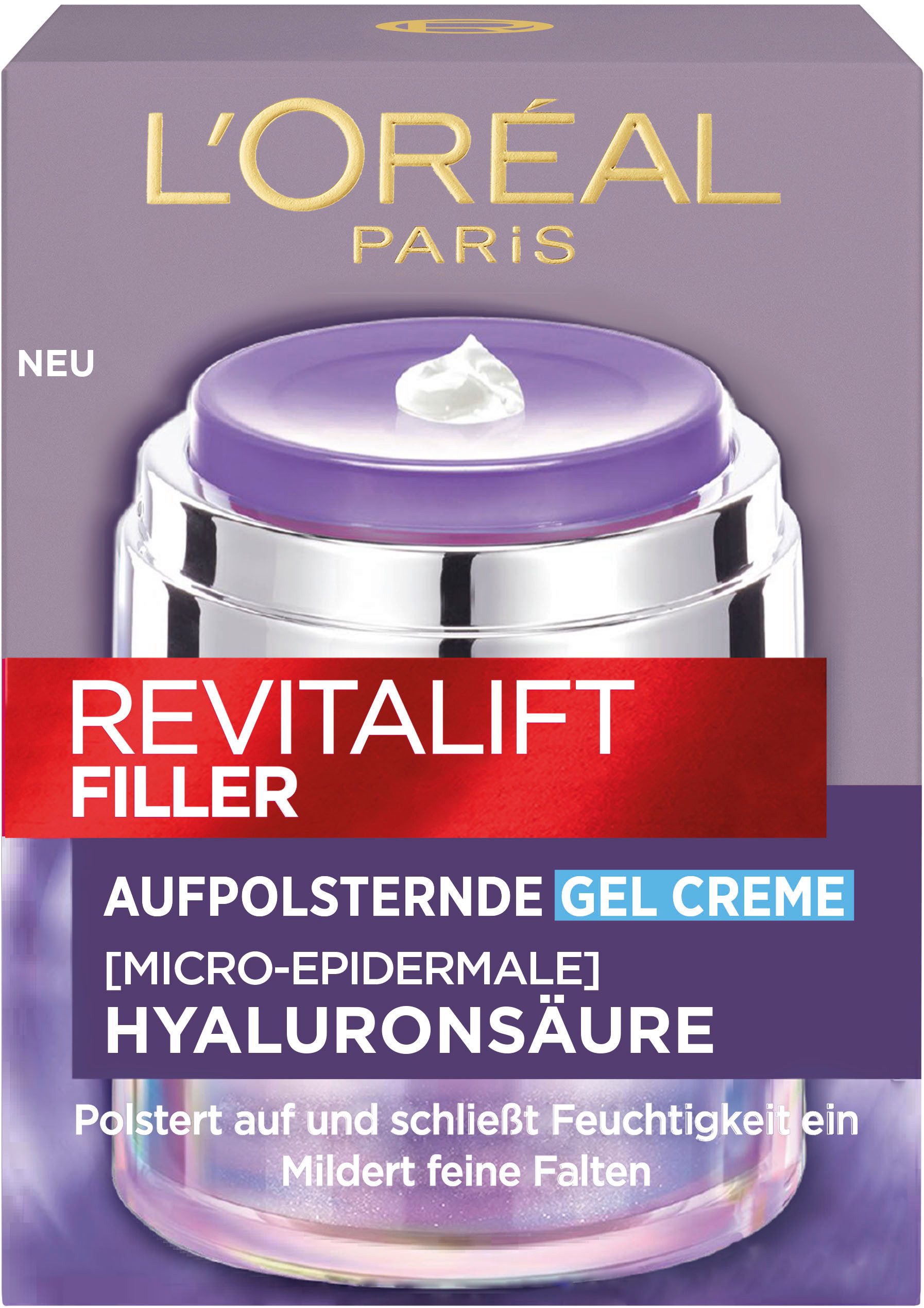 L'ORÉAL PARIS Gesichtsgel REVITALIFT FILLER GEL-CREME, mit Hyaluron, polstert auf und mildert feine Falten