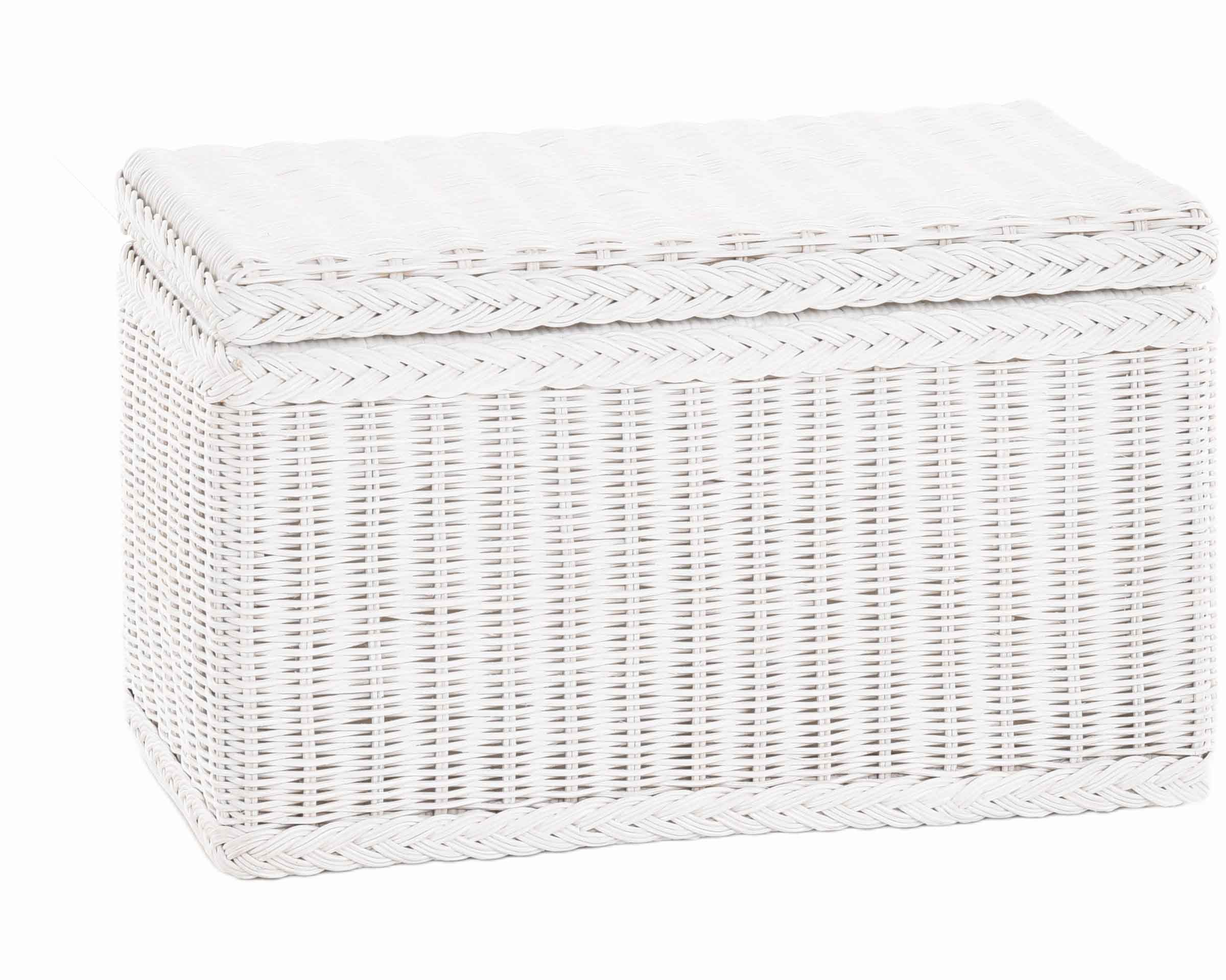 Krines Home Wäschetruhe Truhe/Wäschetruhe Rechteckig aus Rattan mit stabilem Deckel und Inlett, Leicht, Stabil