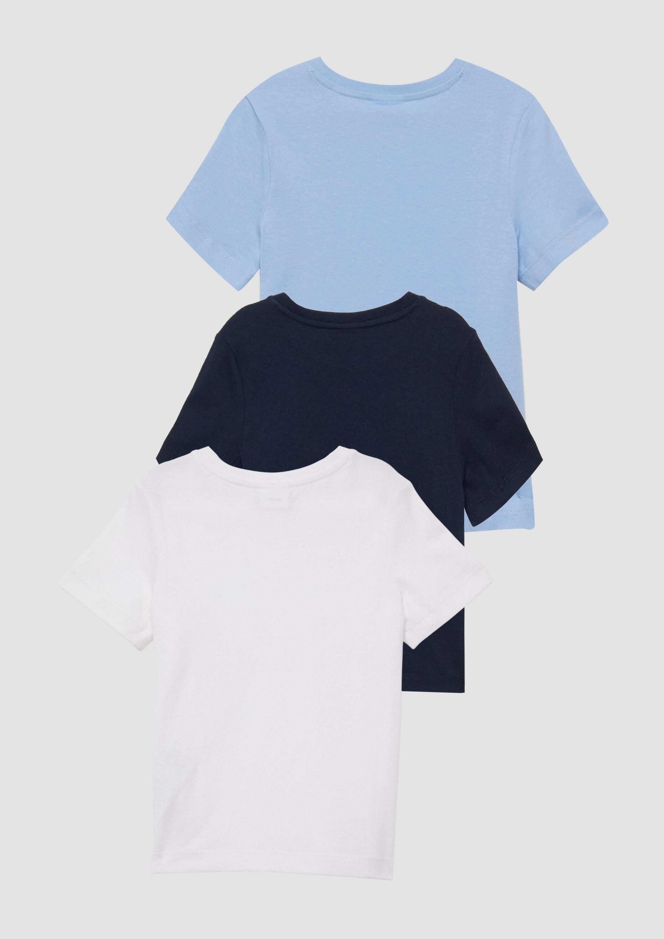 s.Oliver Kurzarmshirt T-Shirt Unisex Dreierpack T-Shirts mit Logoprint