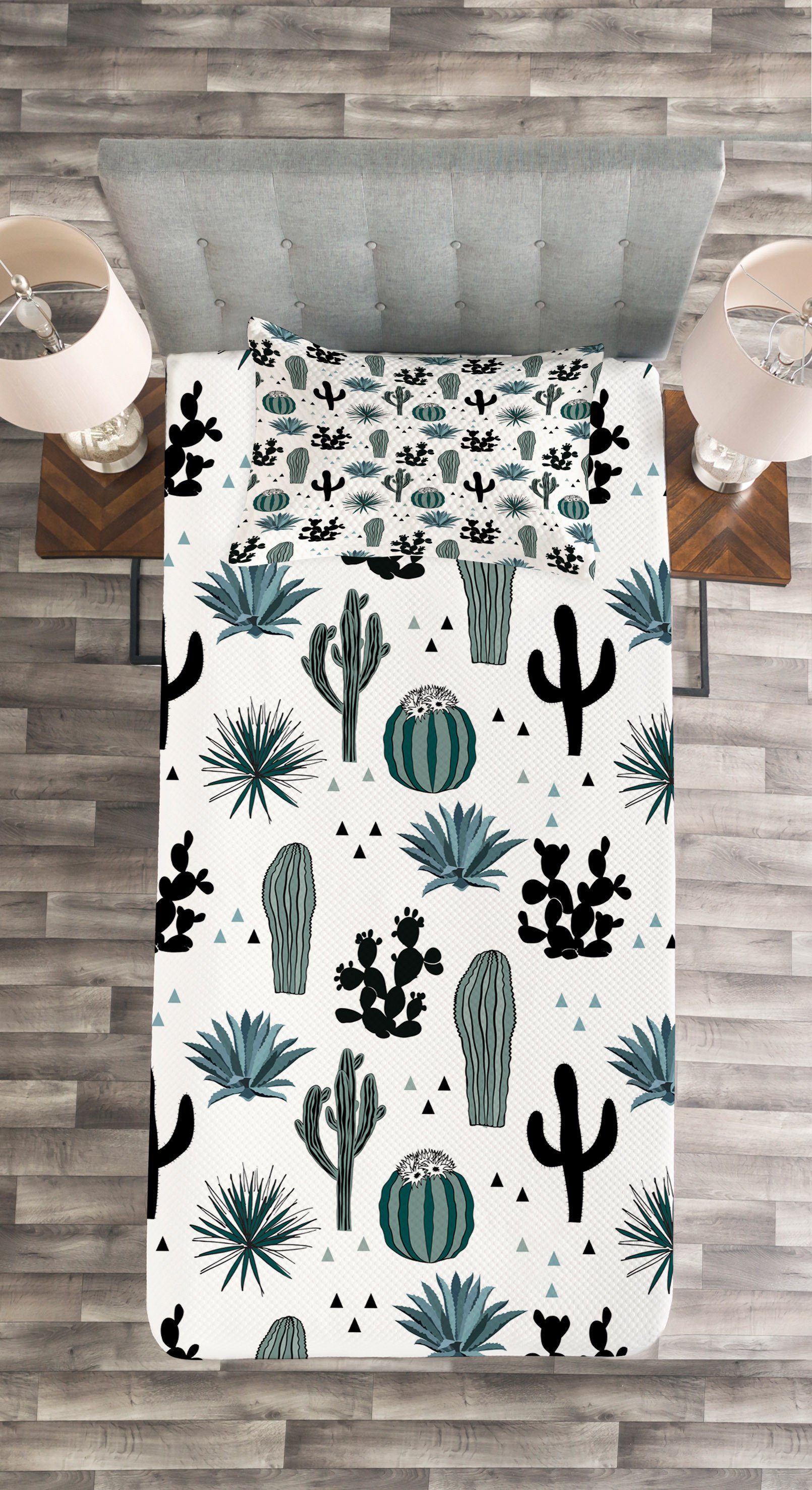 Pflanzen-Muster Kissenbezügen Tagesdecke Kakteen Set Cactus mit Waschbar, Boho Abakuhaus,