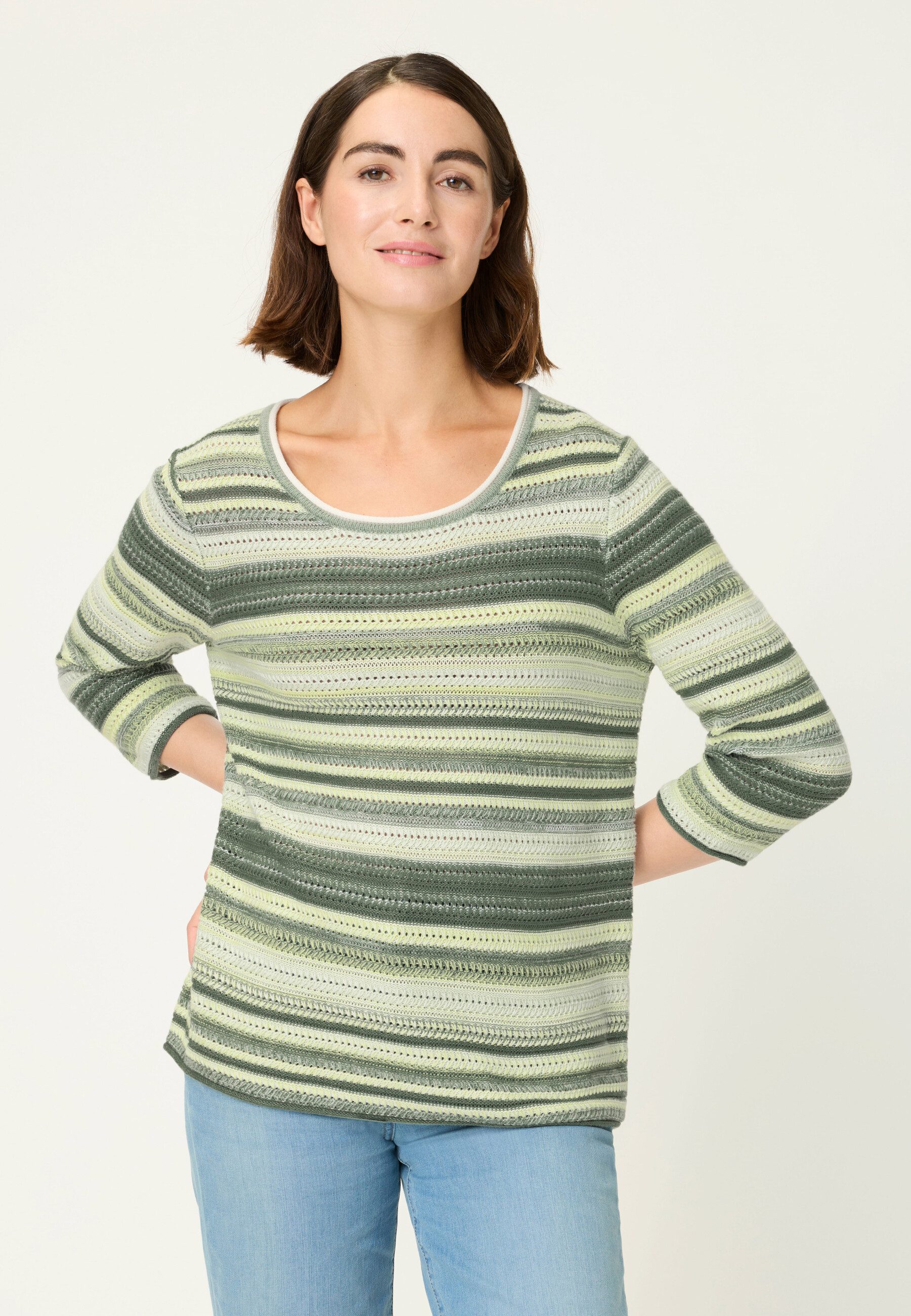 Olsen Strickpullover mit Streifenmuster