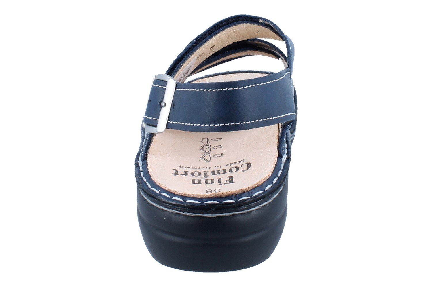 Finn Comfort FINN COMFORT Saloniki Damen Sandale blau Glattleder - Größe: 37 Sandale Wechselfußbett
