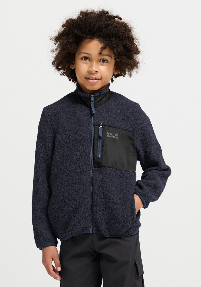 Jack Wolfskin Fleecejacke LITE CURL FZ K mit aufgesetzter Brusttasche mit Zipper, atmungsaktiv, wasserabweisend