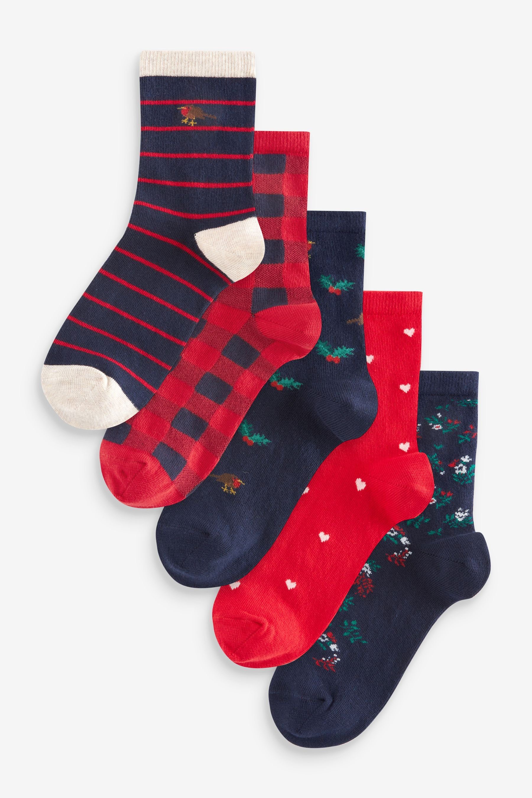 Next Kurzsocken Weihnachtliche Socken im 5er-Pack (1-Paar)