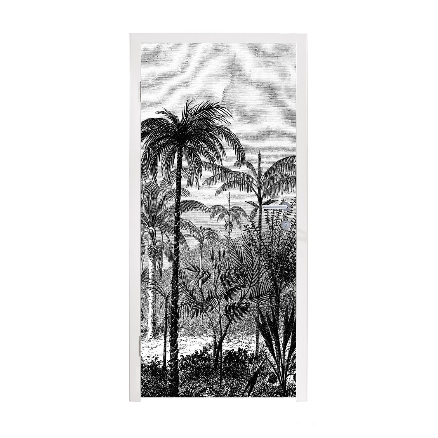 Dschungel, - Türaufkleber, Tür, St), MuchoWow cm Matt, 75x205 Fototapete - Türtapete Baum bedruckt, Design (1 für
