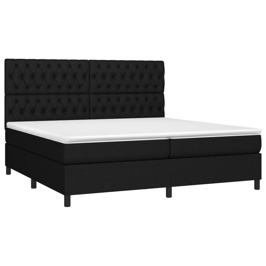 Bett Boxspringbett mit Matratze Schwarz 200x200 cm Stoff