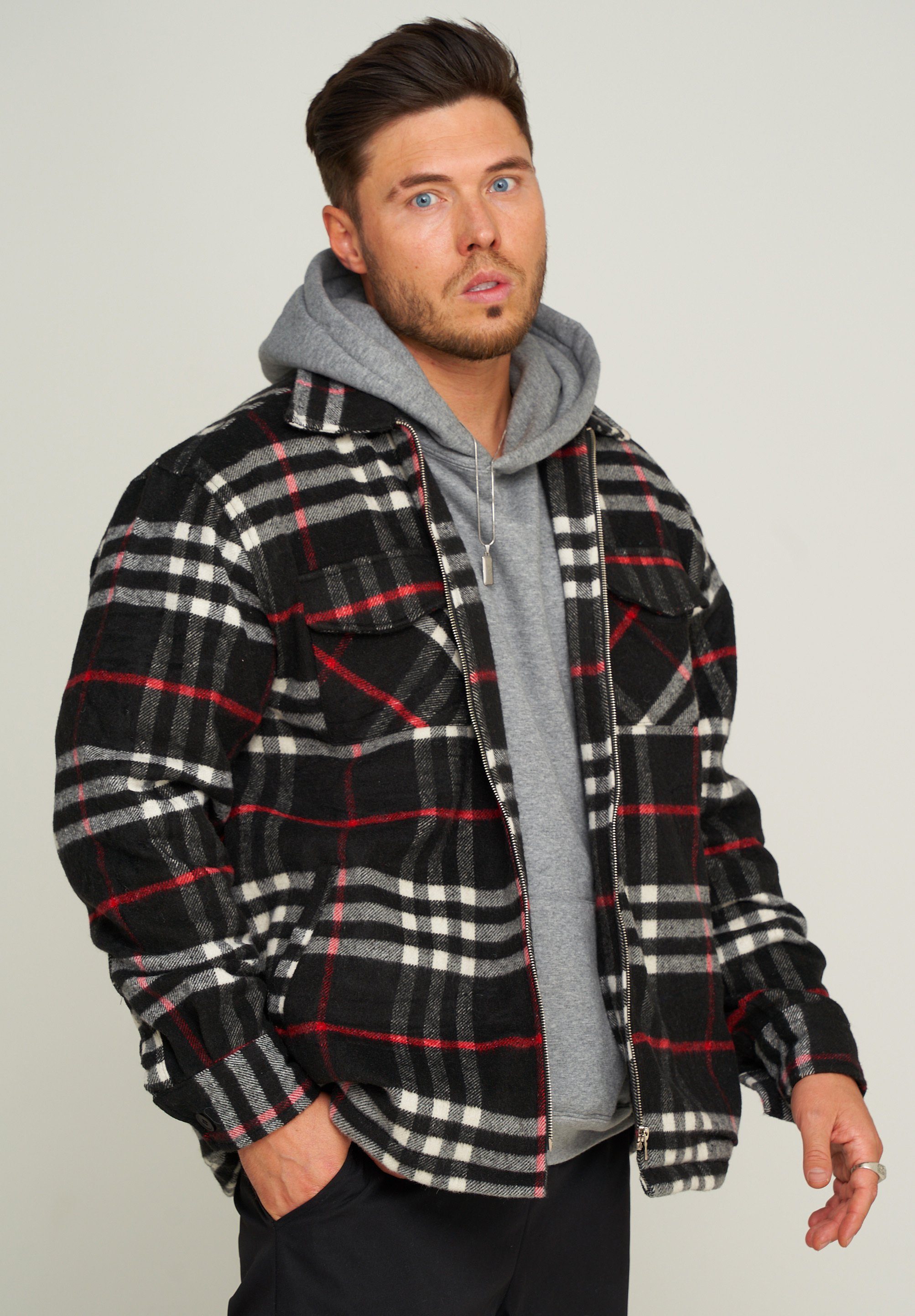 Flanell Black-Red Premium 2Y Flanellhemd 2YMILTON Oversized