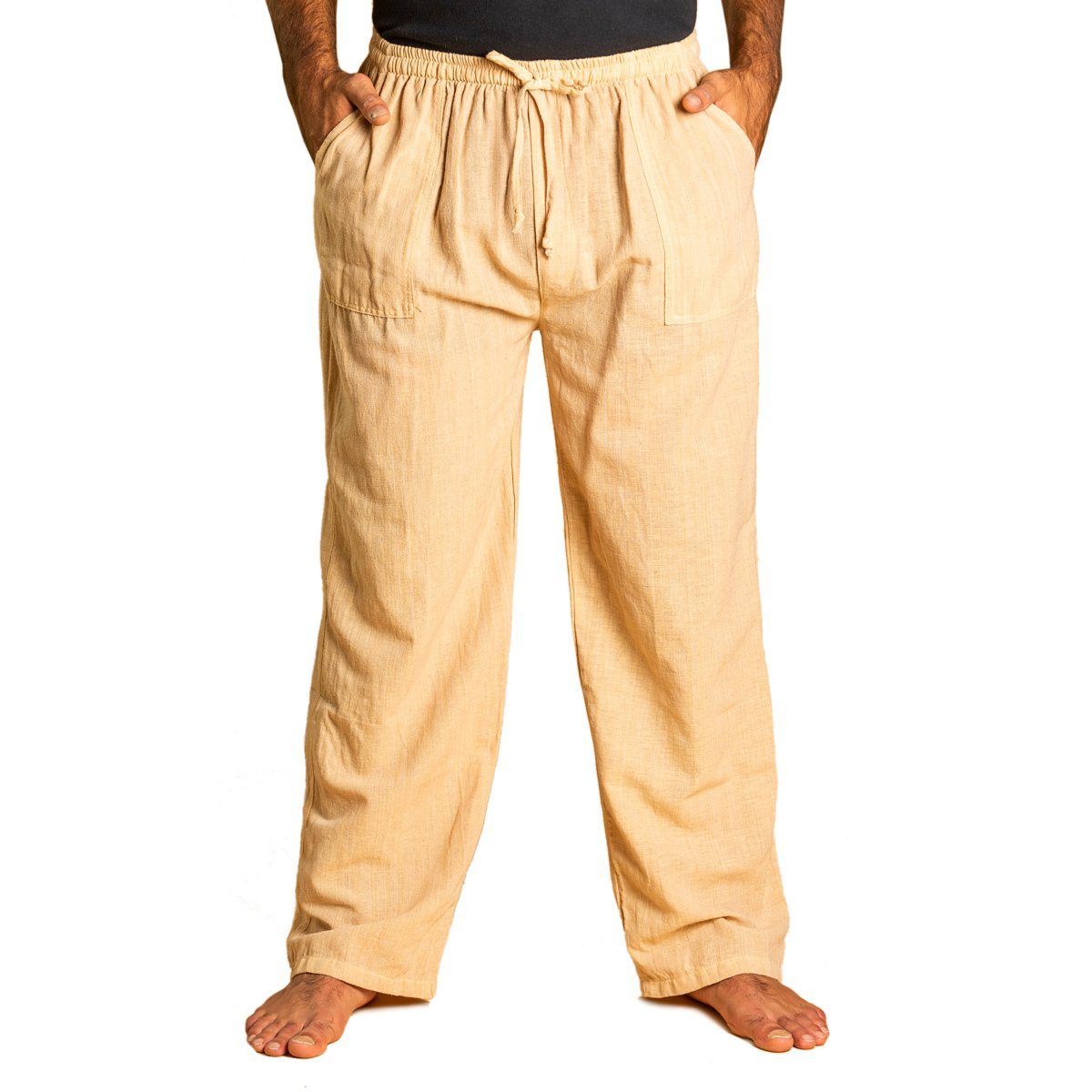 PANASIAM Stoffhose Bundhose Lini bequeme Unisex Stoffhose aus 100% Baumwolle für Damen und Herren Freizeithose mit Taschen Relaxhose bequeme Sommerhose