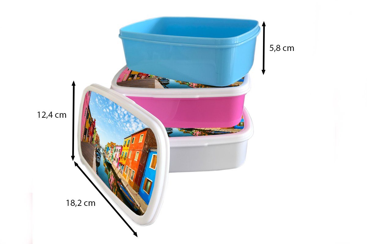 Italien - Brotbox Kinder, Erwachsene, Snackbox, Lunchbox Farben, - Häuser Kunststoff Kunststoff, (2-tlg), Brotdose MuchoWow Mädchen, für rosa