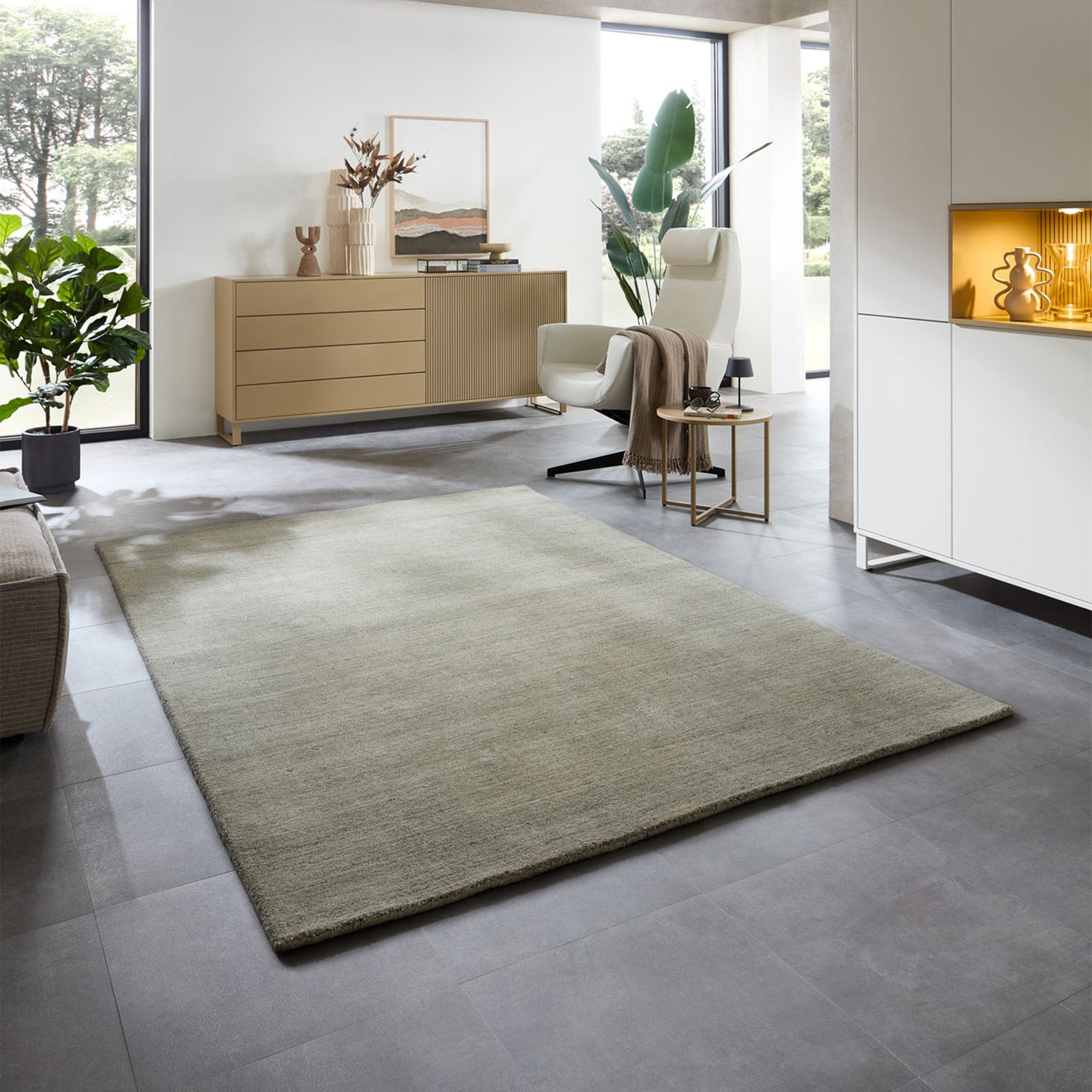 THEKO Teppich San Diego, rechteckig, Höhe: 13 mm, handgewebt, 60% Wolle, Knüpfoptik, meliert, leichter seidiger Glanz