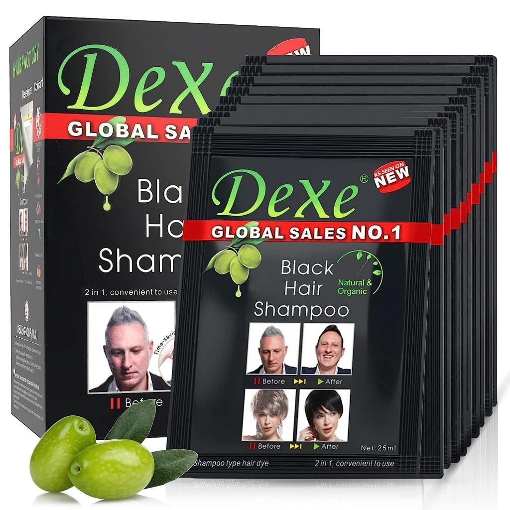 DeXe Group Haarshampoo DeXe Black Hair Shampoo Schwarz Färbendes Shampoo 10x 25ml