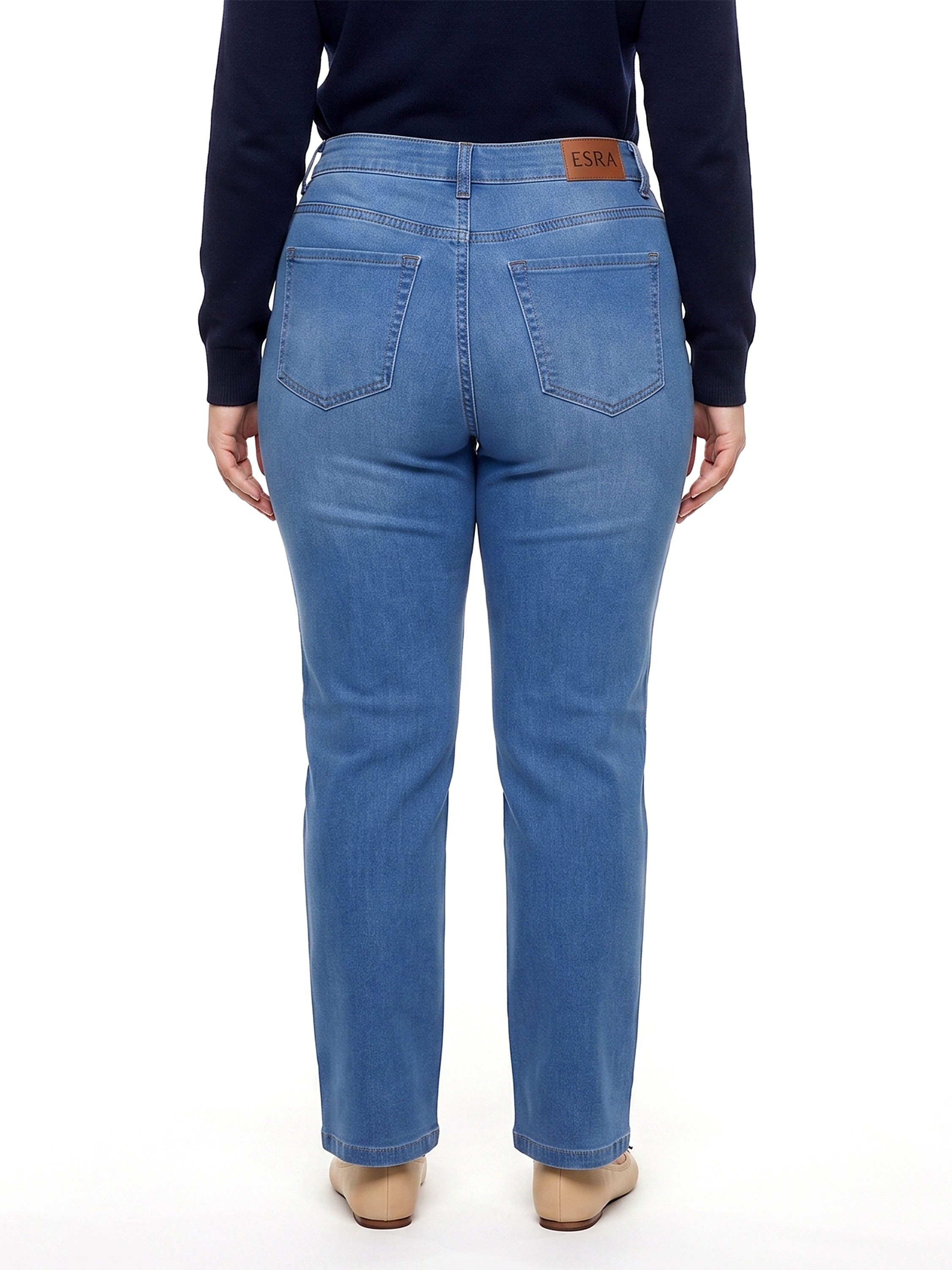 ESRA Straight-Jeans Damen Stretch Jeans Damen High Waist Stretch-Jeans Sommer Hose FG14 High Waist Damen Jeans Straight Gerade Jeans extra weiche Baumwolle – Bild 5 von 5