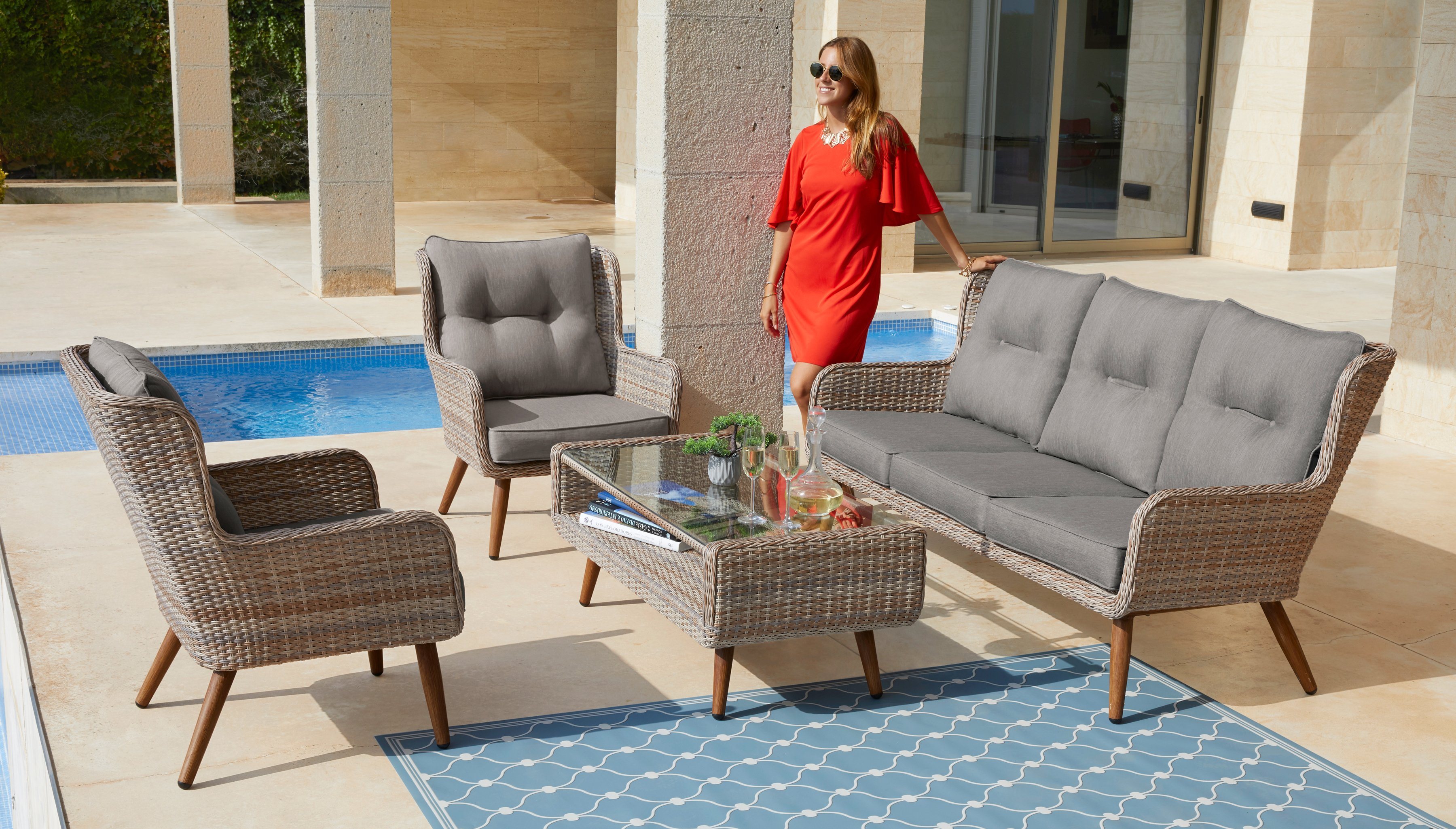Loungeset »Malibu«, 14-tlg., 3er Sofa, 2 Sessel, Tisch, Polyrattan Loungeset »Malibu«, 14-tlg., 3er Sofa, 2 Sessel, Tisch, Polyrattan