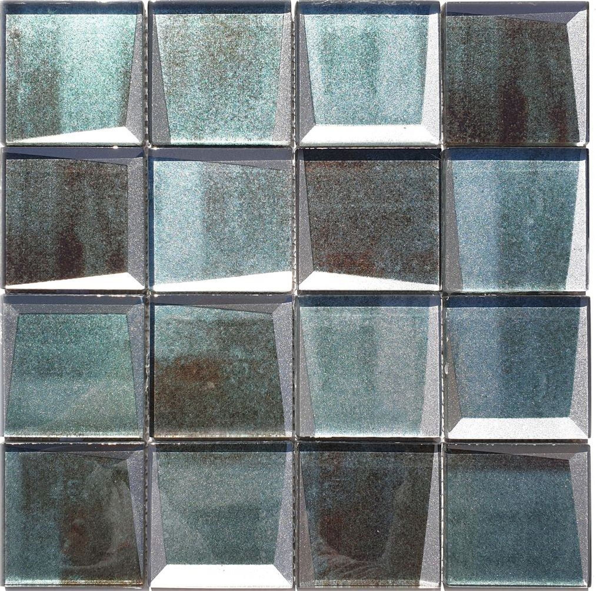 Mosani Mosaikfliesen Glasmosaik Mosaikfliese 3D Optik alt grün