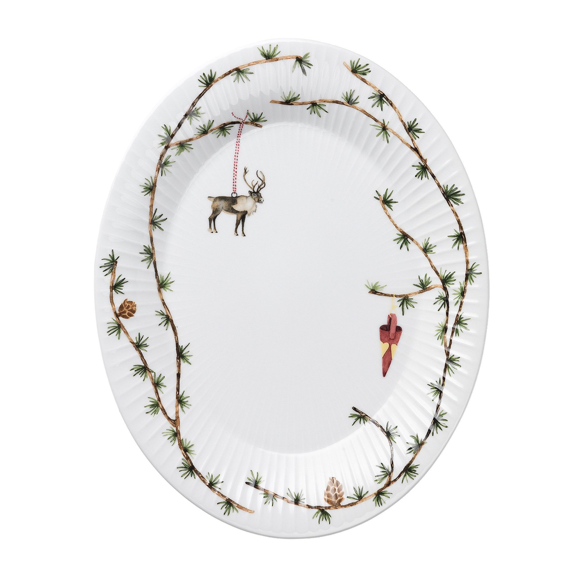 Kähler Servierschale Kähler Hammershøi Christmas Ovale Schale 34x27 cm Porzellan Weiß, Porzellan