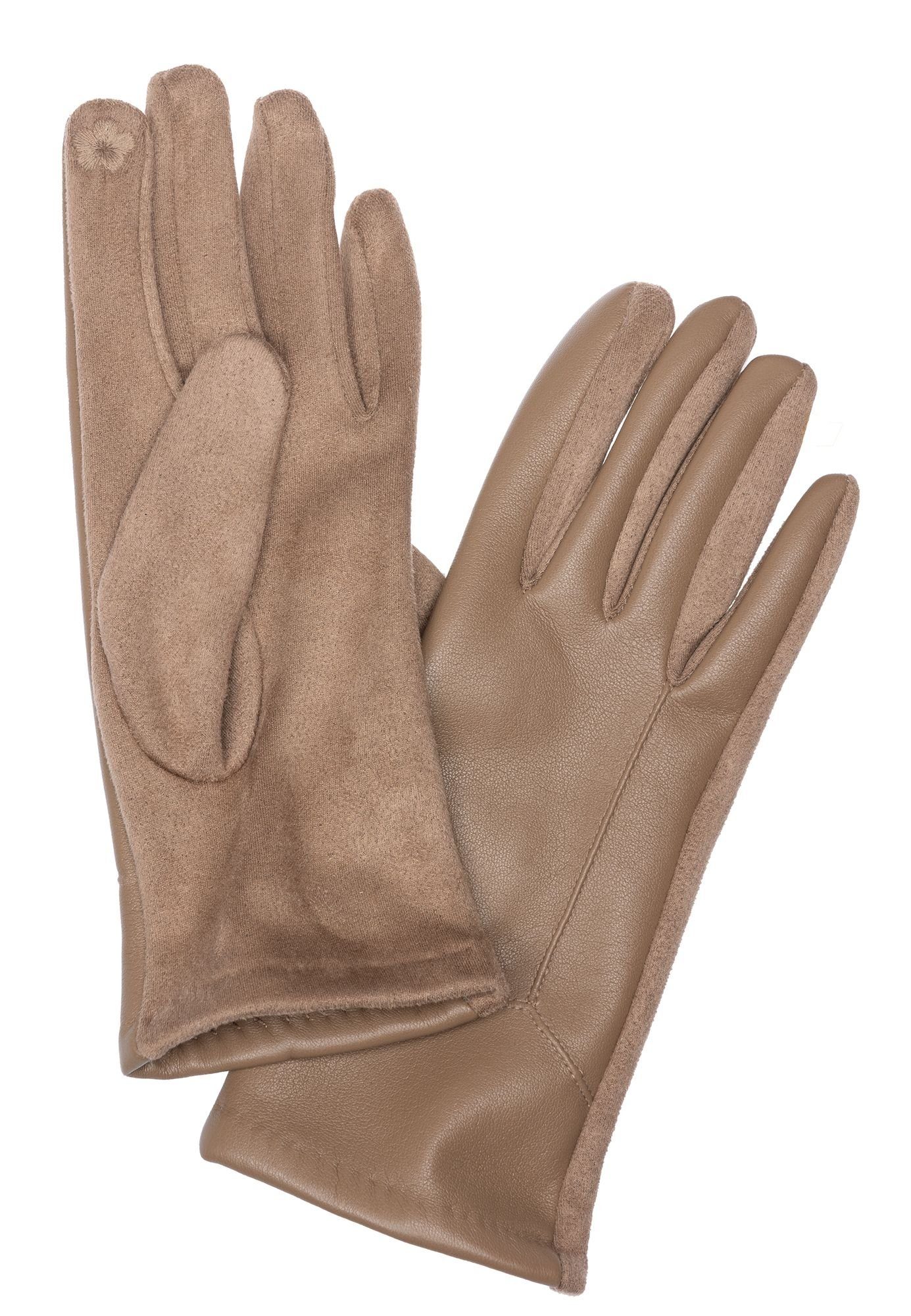 klassisch elegante Damen Handschuhe taupe uni Caspar Strickhandschuhe GLV015