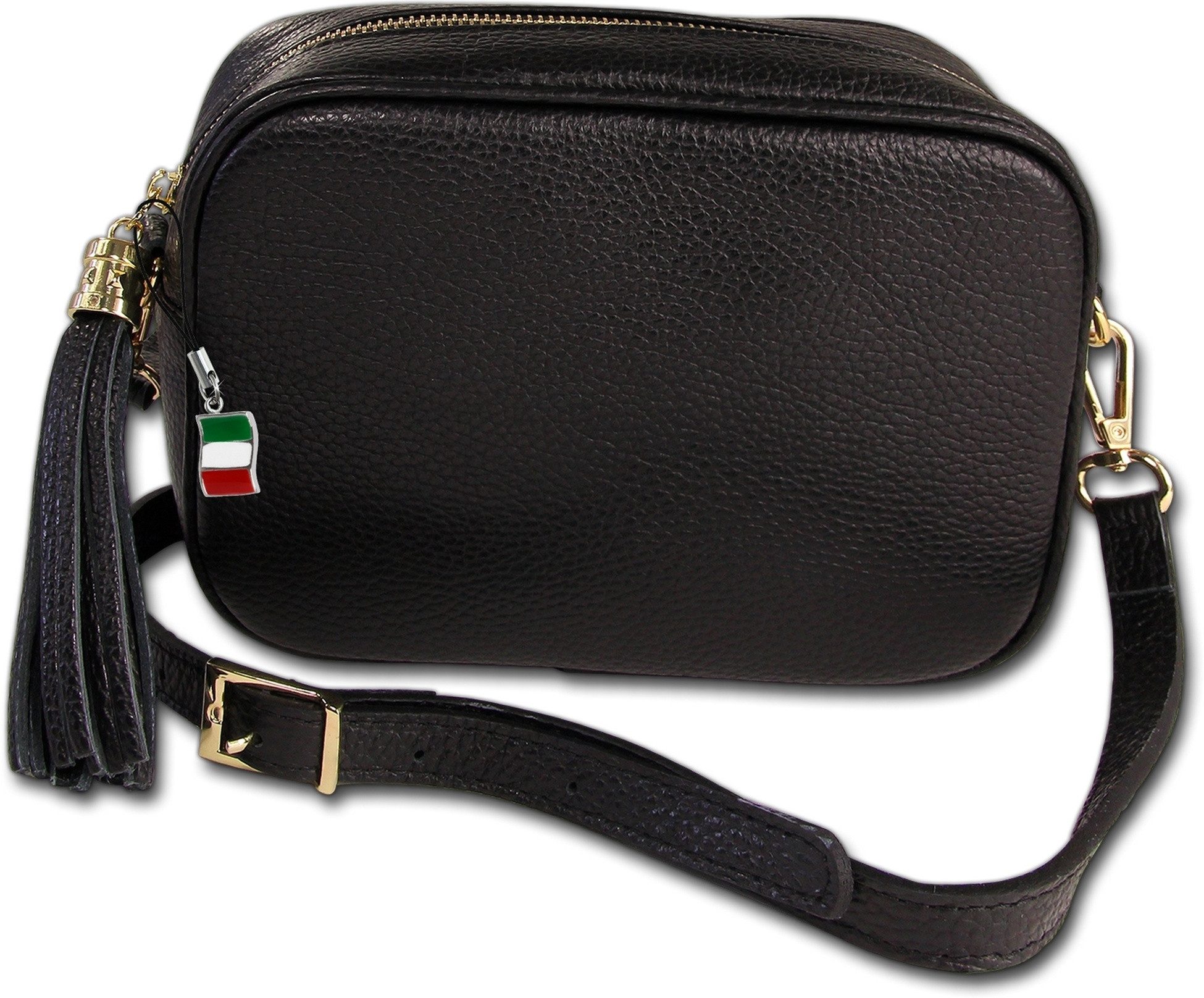 FLORENCE Umhängetasche Florence Umhängetasche Damen Tasche (Umhängetasche, Umhängetasche), Damen Umhängetasche Leder, schwarz, Größe ca. 20cm
