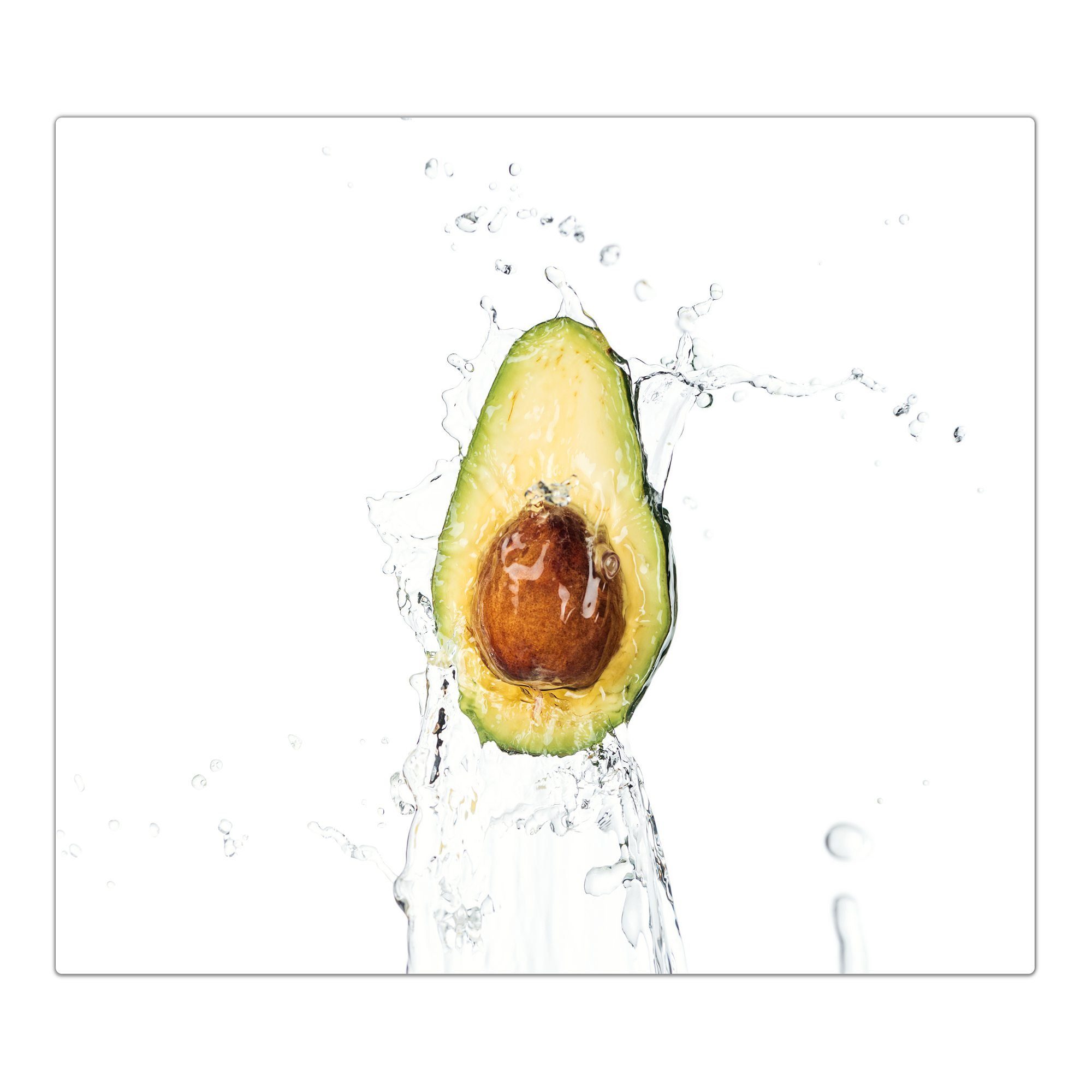 tlg) Glas, Primedeco im aus Avocado (1 Herd-Abdeckplatte Wassersplash, Spritzschutz Glas Herdabdeckplatte