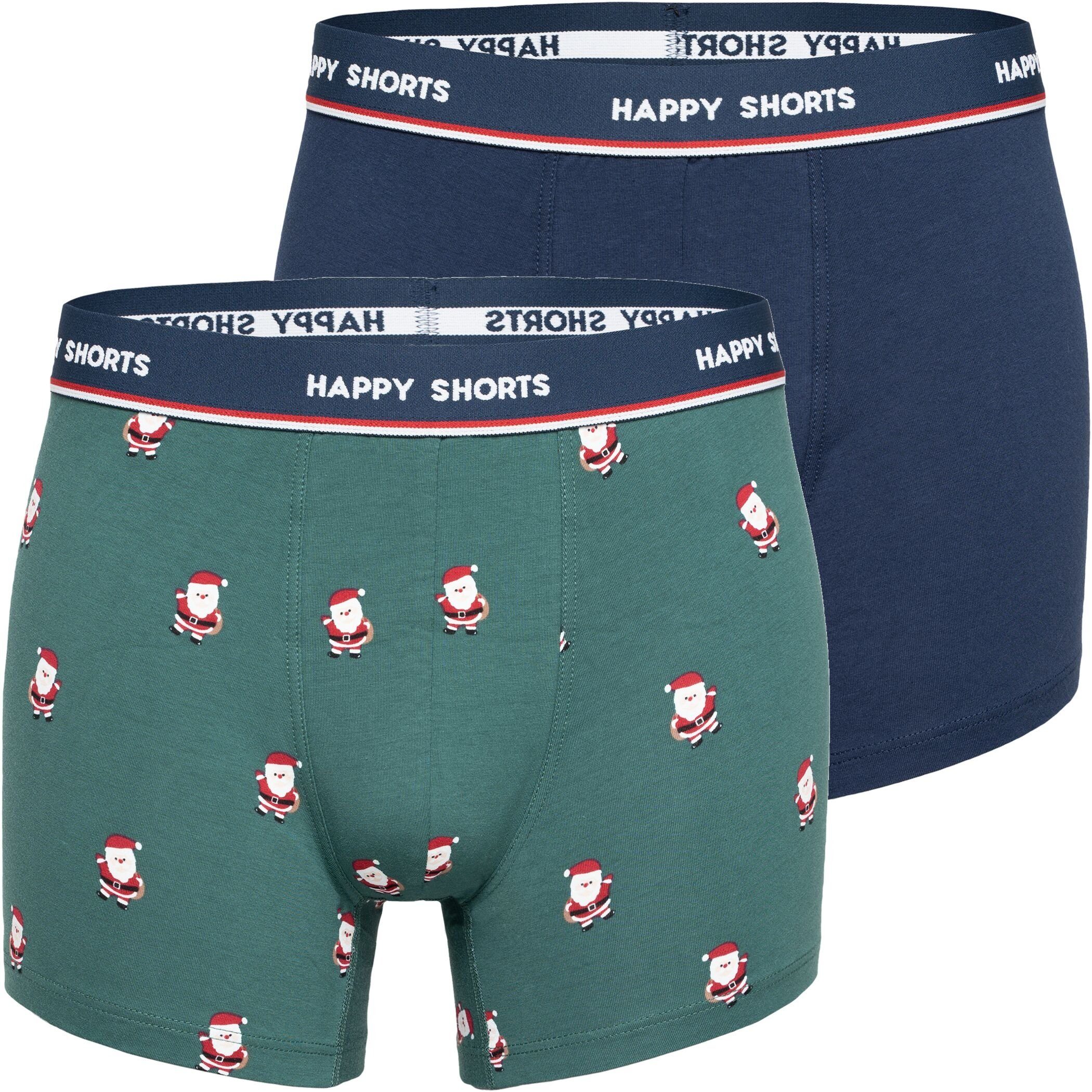 HAPPY SHORTS Trunk 2 Happy Shorts Pants Jersey Trunk Herren Boxershorts Boxer Motiv Weihnachtsmann, Nikolaus, Santa Clause (1-St) Santas | Unterhosen