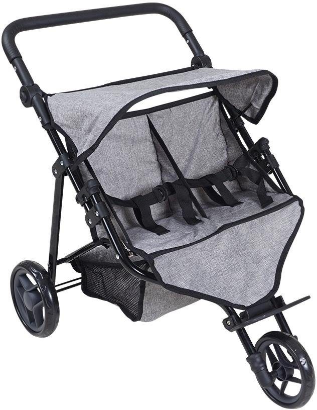Knorrtoys® Puppen-Zwillingsbuggy Duo - Jeans Grey günstig online kaufen