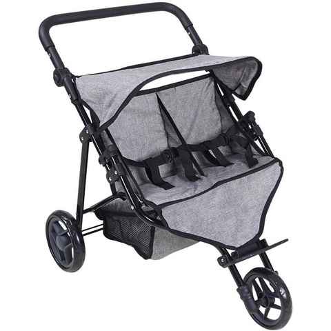 Knorrtoys® Puppen-Zwillingsbuggy Duo - Jeans Grey