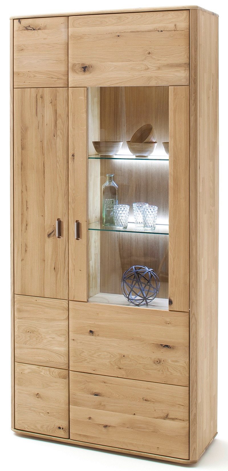 MCA furniture Vitrine Kombi-Vitrine Ravello 2, Balkeneiche Bianco, ohne Beleuchtung