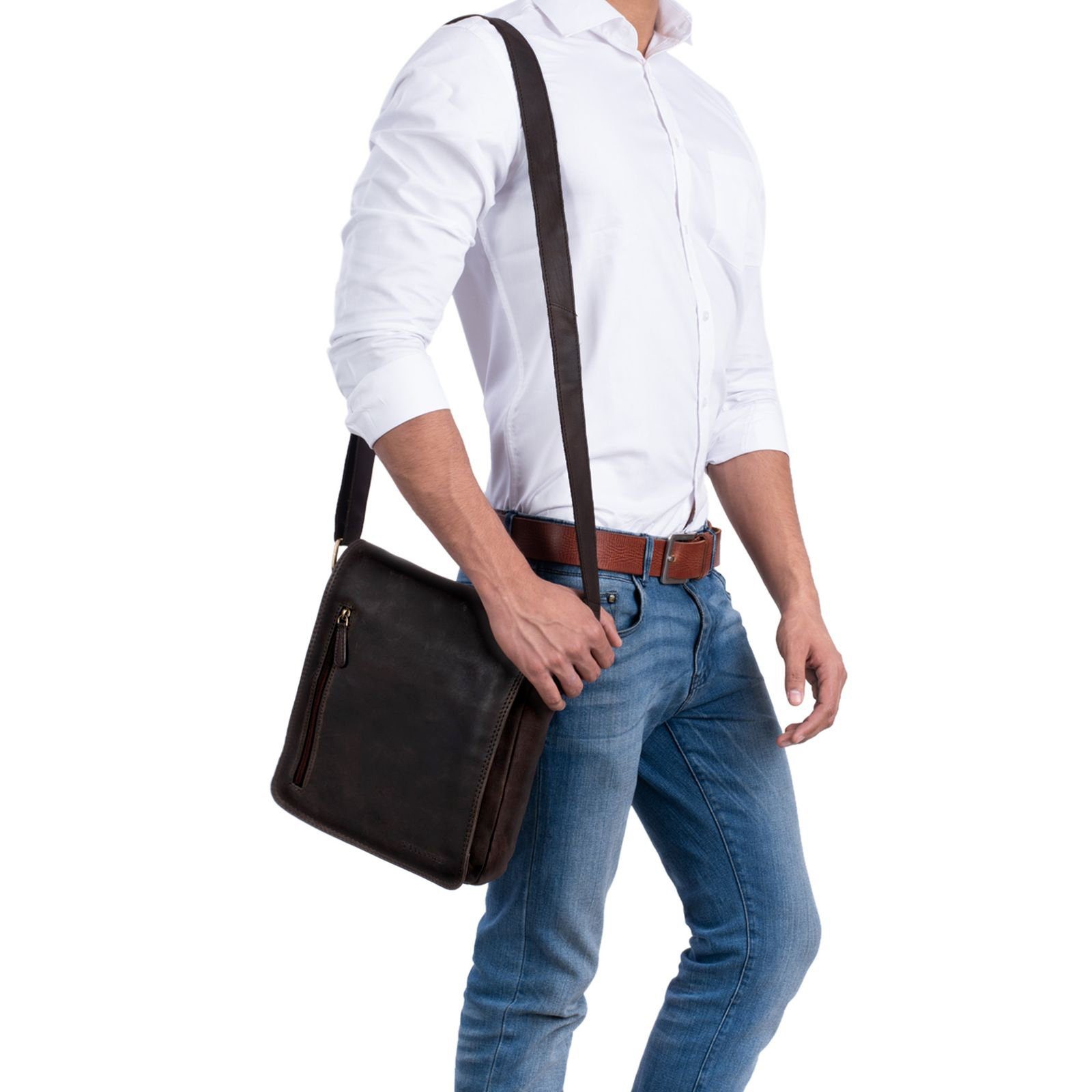 STILORD Schultertasche "Will" Umhängetasche Leder Männer