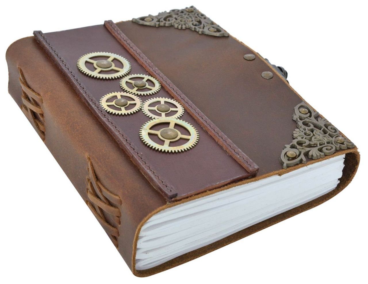 Gusti Leder Notizbuch »Norris«, Steampunk Buch Tagebuch DIN B6