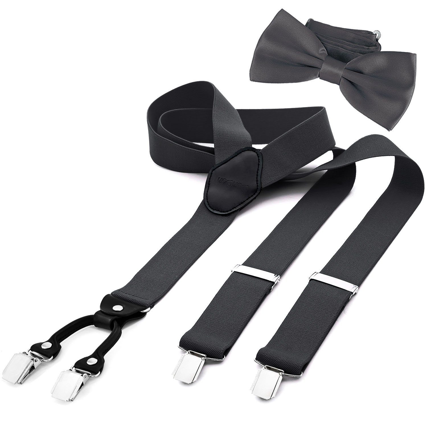 DonDon Hosenträger 3,5 cm breit (2er Set, 2-St., Hosenträger mit farblich passender Fliege) 2er Set, Hosenträger Y-Form, farblich passende Fliege