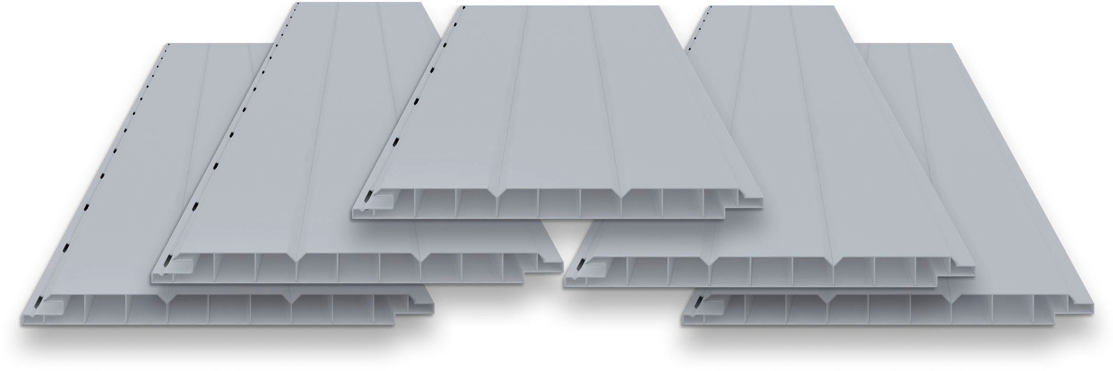 Tetzner & Jentzsch Verkleidungspaneel VP 200 grau, PVC-Hohlkammerprofil, BxL: 20x300 cm, (Spar-Set, 5-tlg., 3 m) 3-Brett-Optik, mit Langlöchern für die Verschraubung