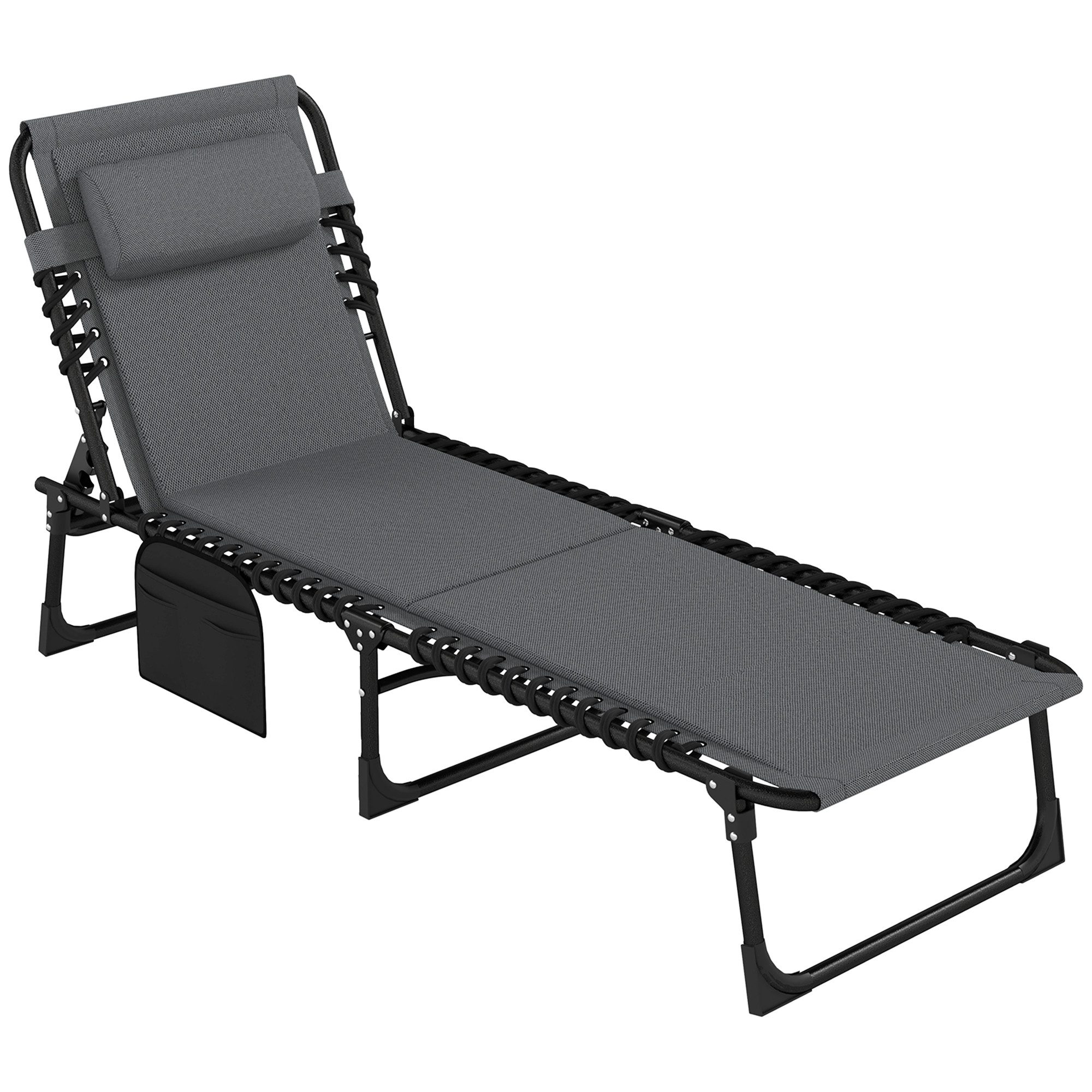 Outsunny Gartenliege mit Seitentasche, Kopfkissen, 5-Fach günstig online kaufen