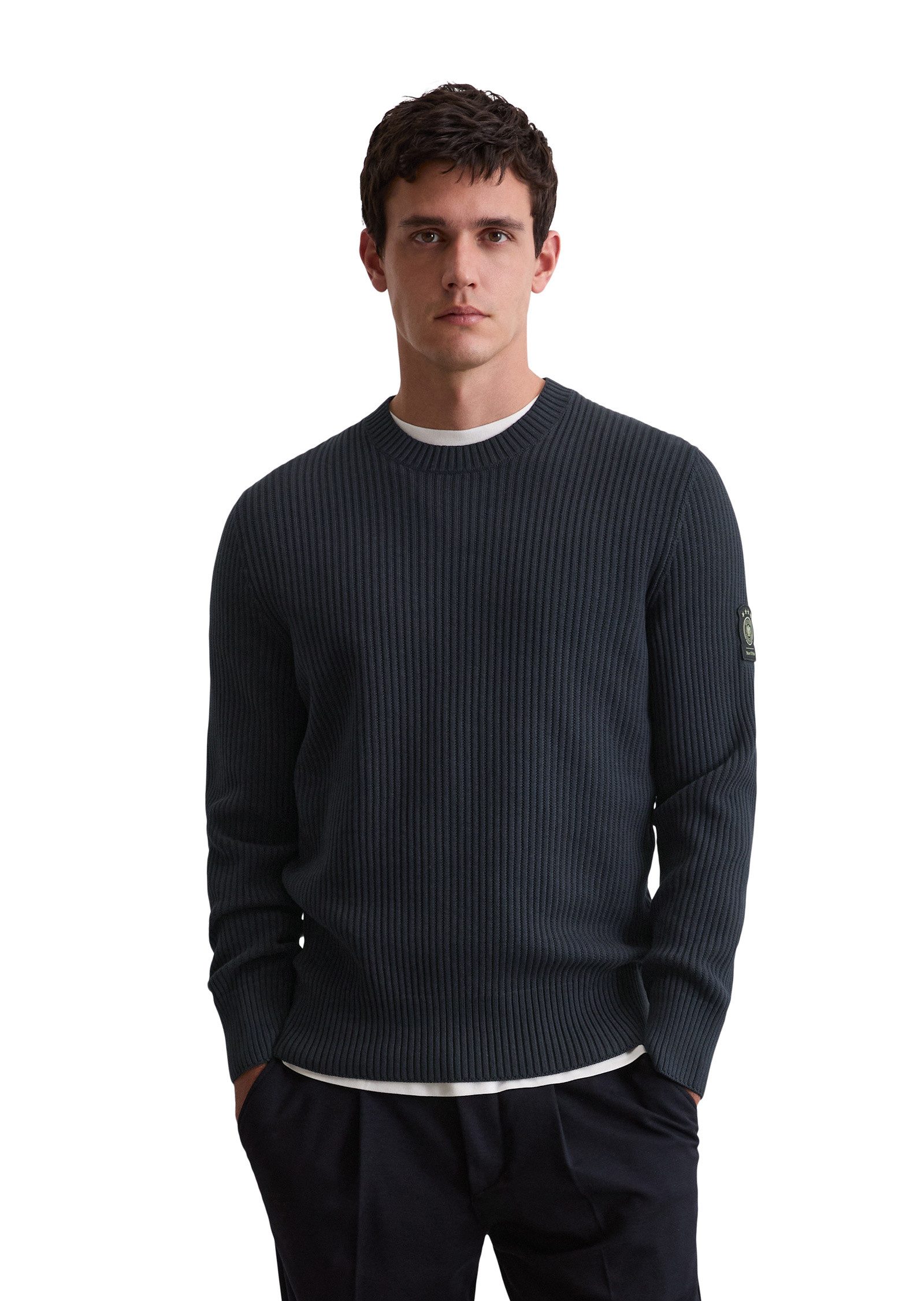 Marc O'Polo Rundhalspullover aus reiner Bio-Baumwolle günstig online kaufen